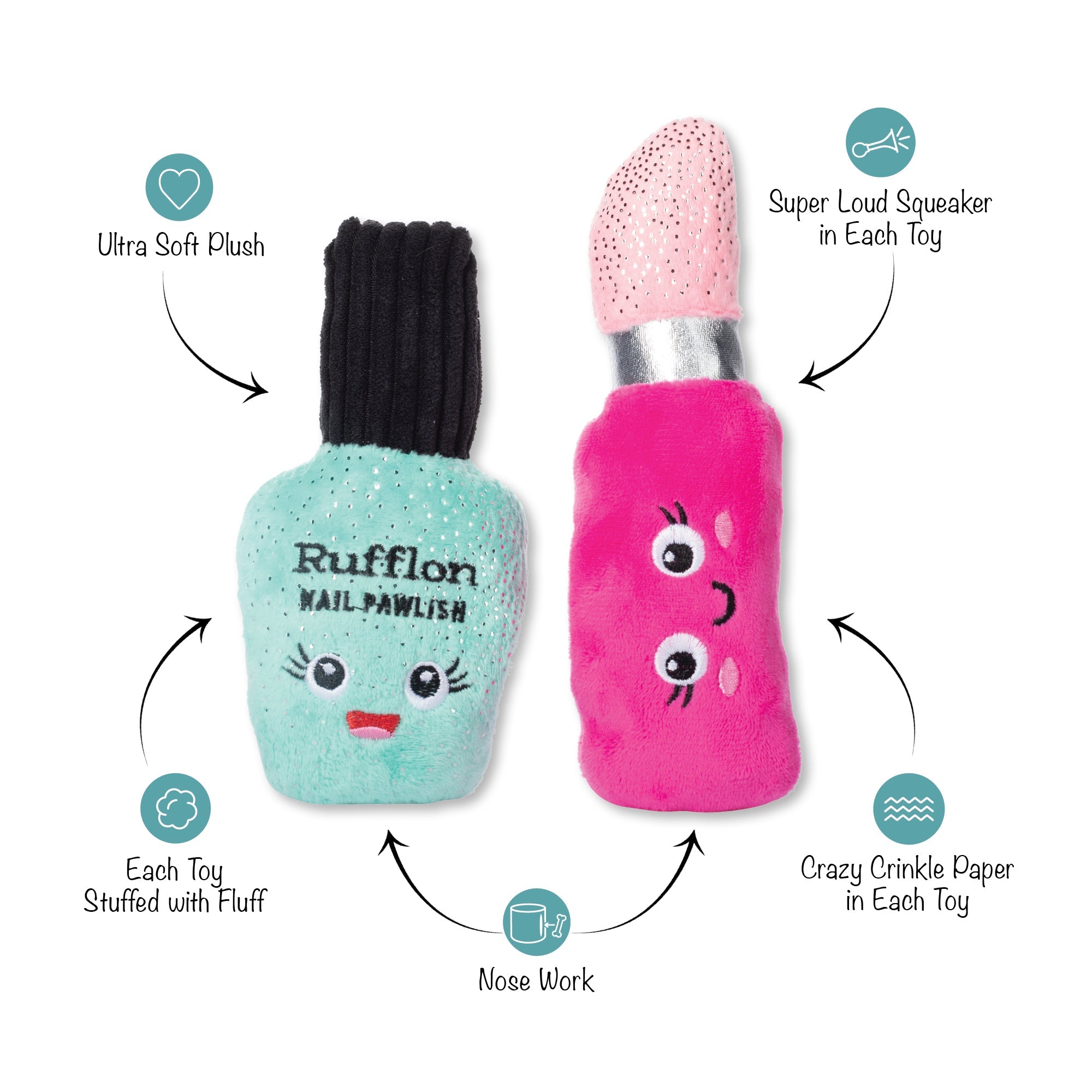 Wake Up And Make Up 2pc Nose Work Plush Dog Toy Set