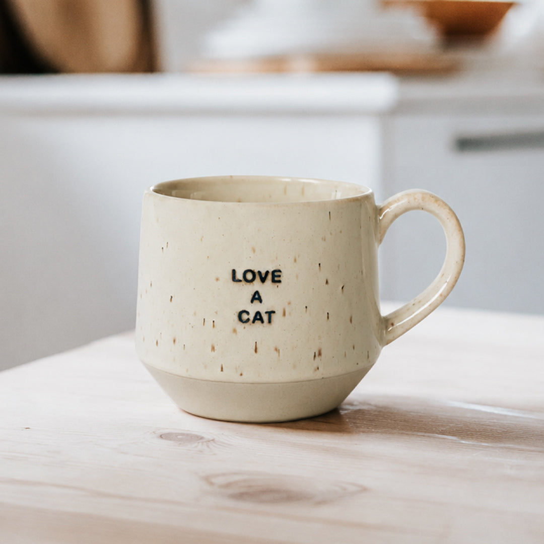 Love A Cat Neutral Speckle Mug