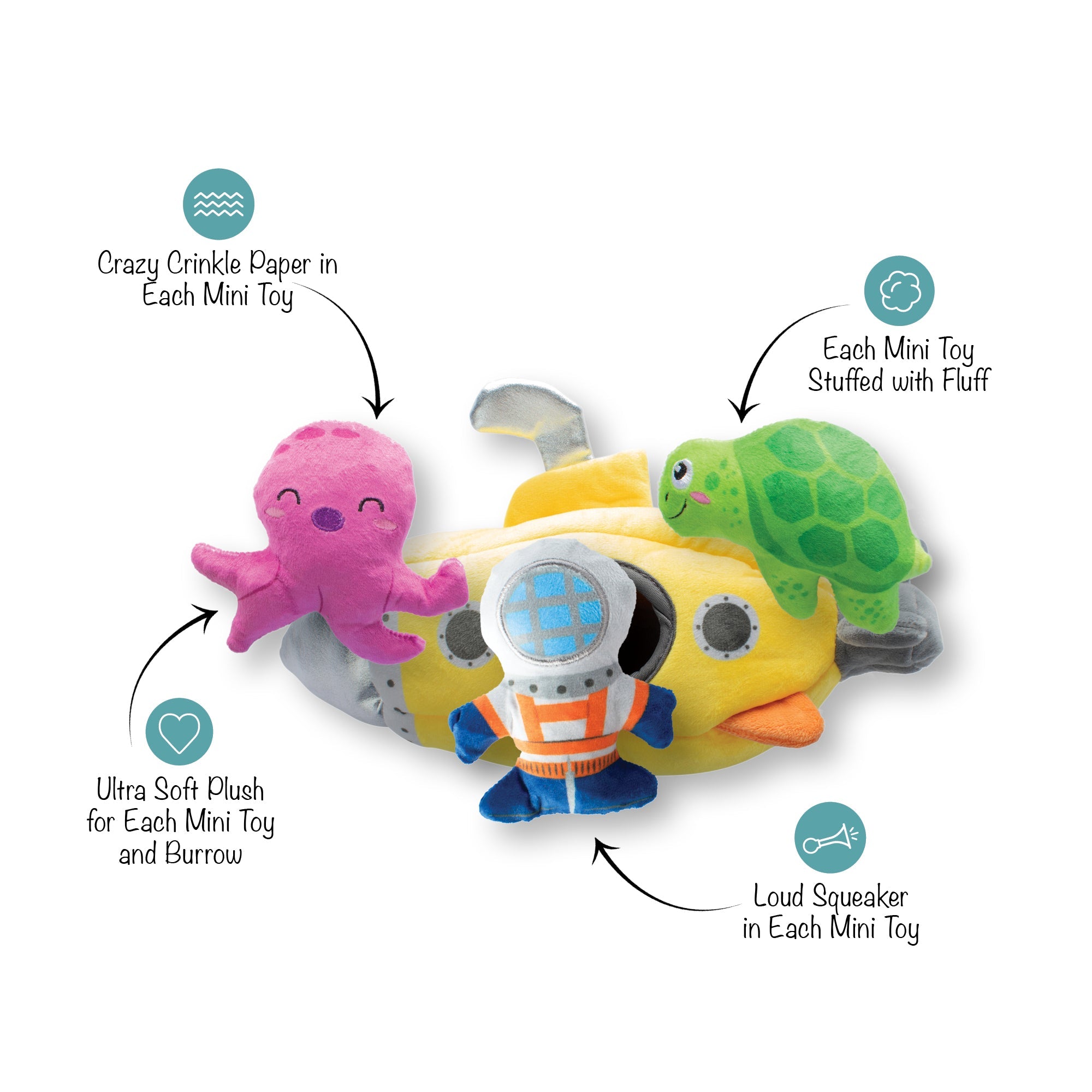 Into The Deep Burrow Plush Dog Toy