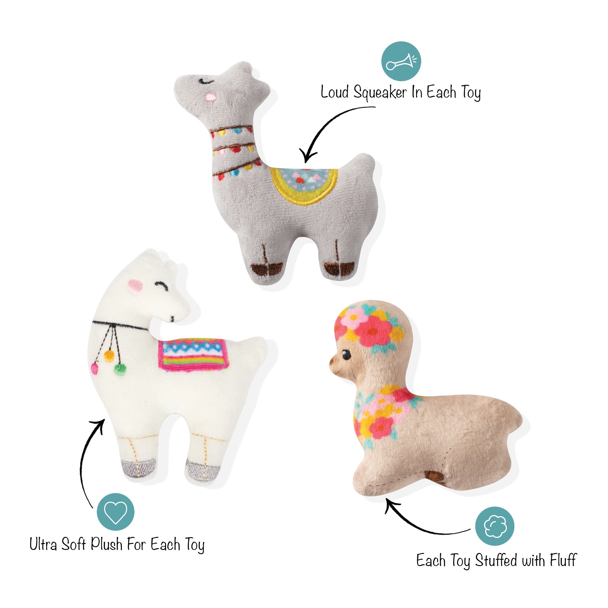 Llama Love You Forever 3pc Mini Plush Dog Toy Set