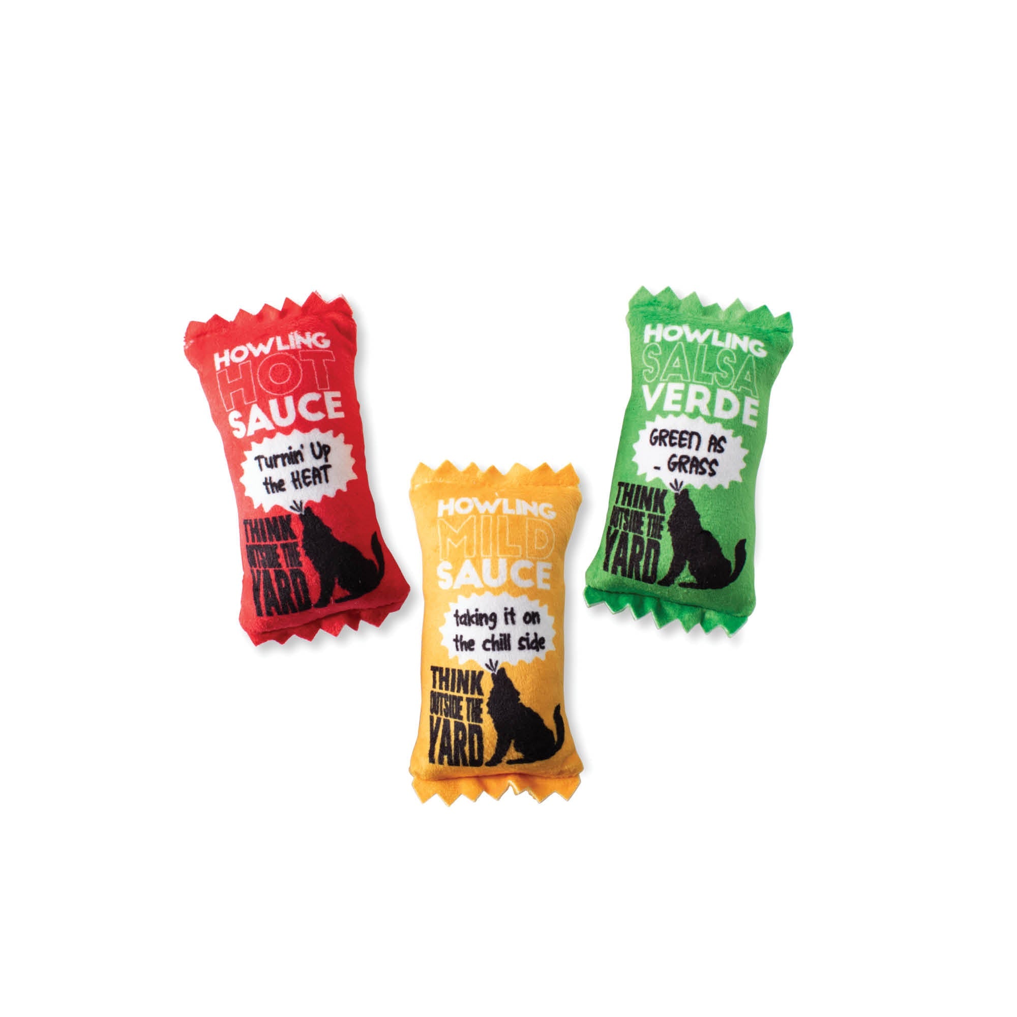 Wagsdale Howling Hot Sauce 3pc Mini Plush Dog Toy Set