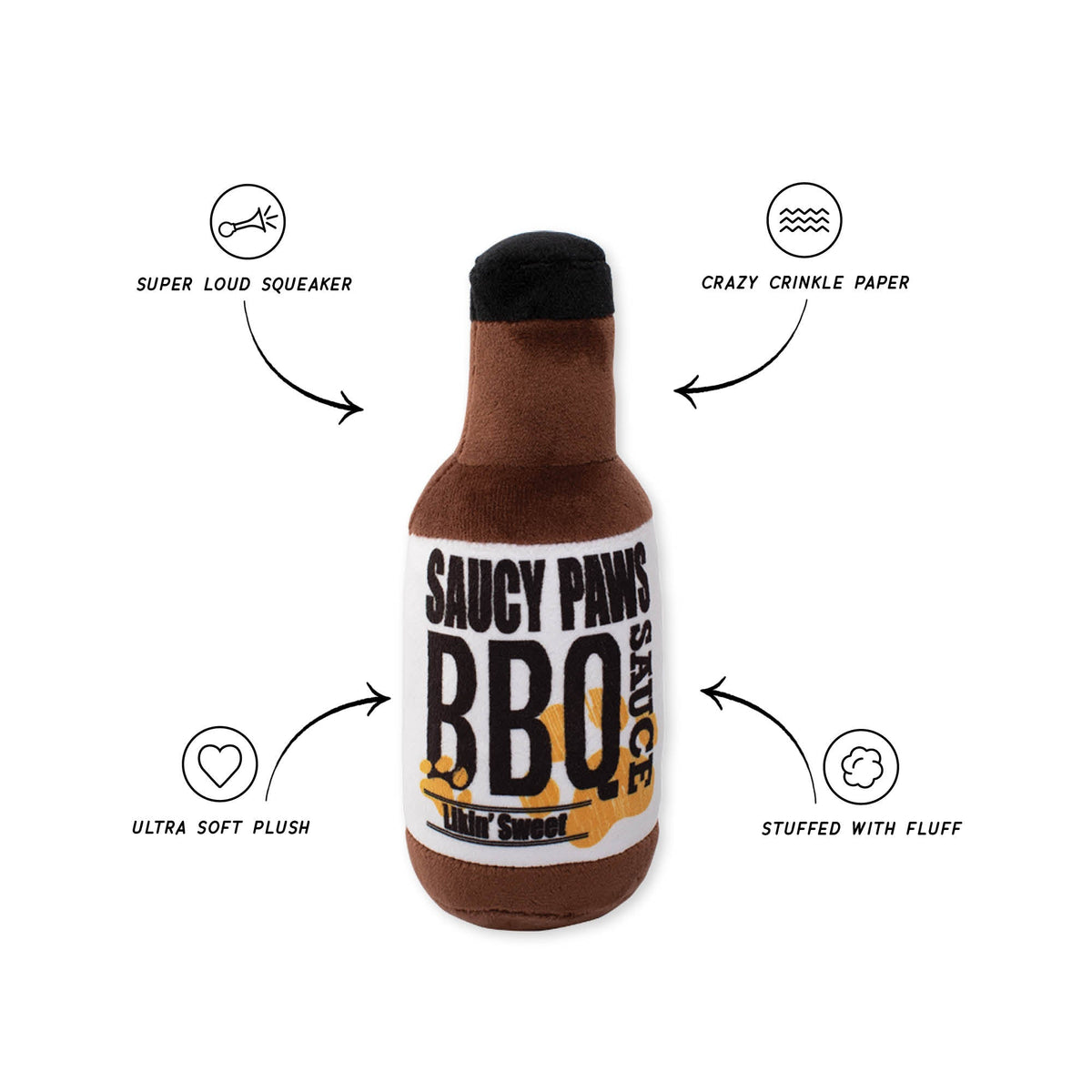Wagsdale Saucy Paws Bbq Sauce Plush Dog Toy