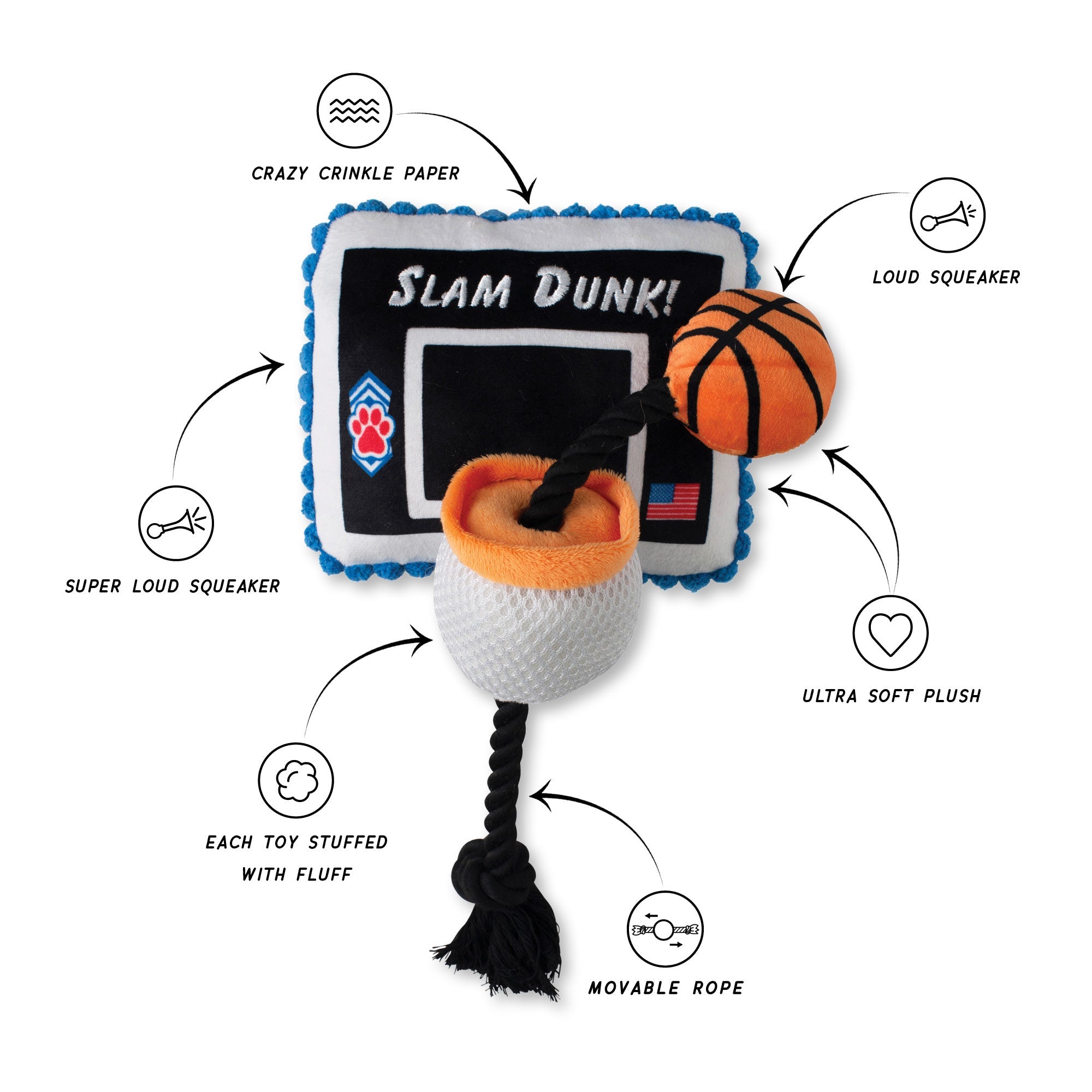 Wagsdale Take It To The Hoop Plush Dog Toy With Rope