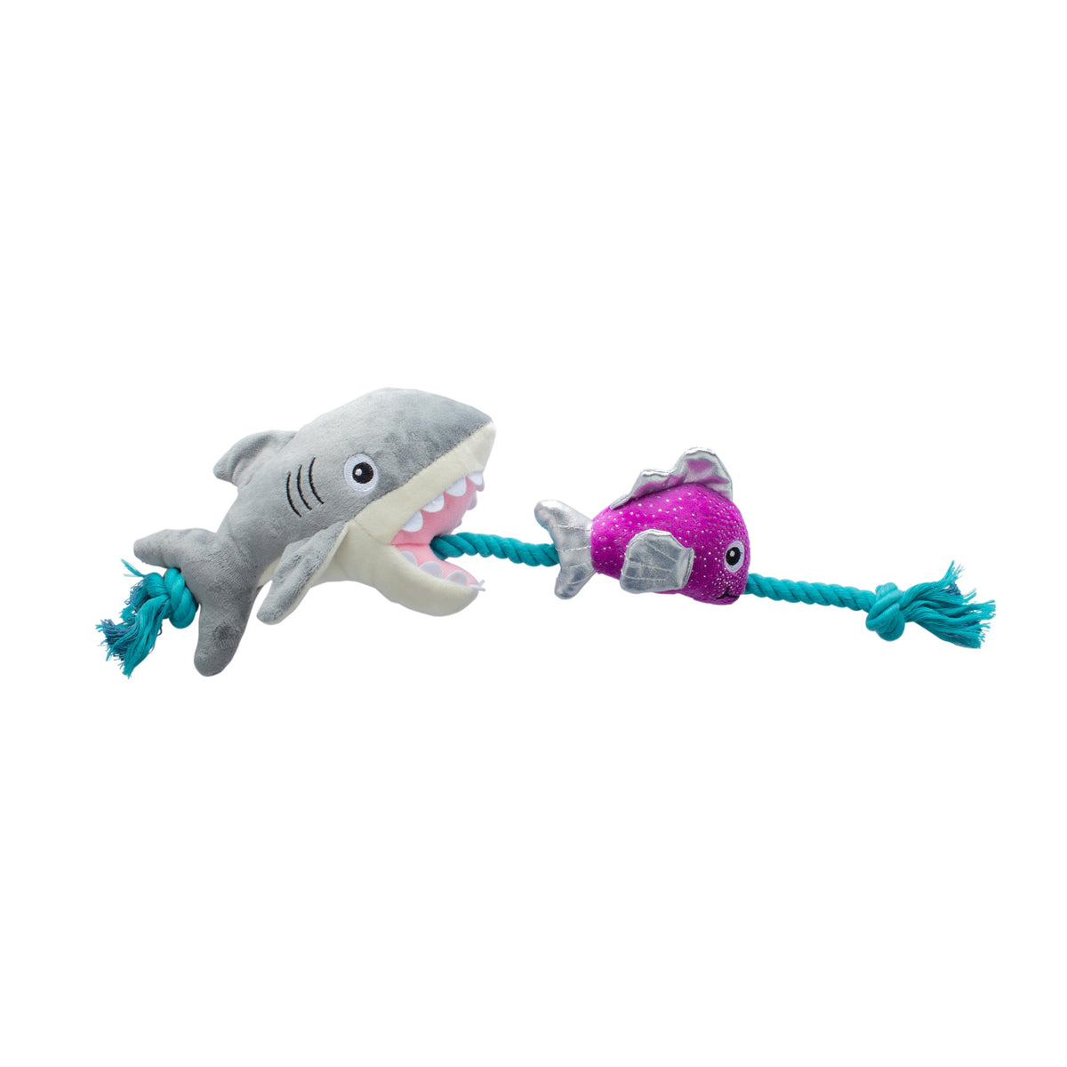 Shark Bait Plush Dog Toy With Rope