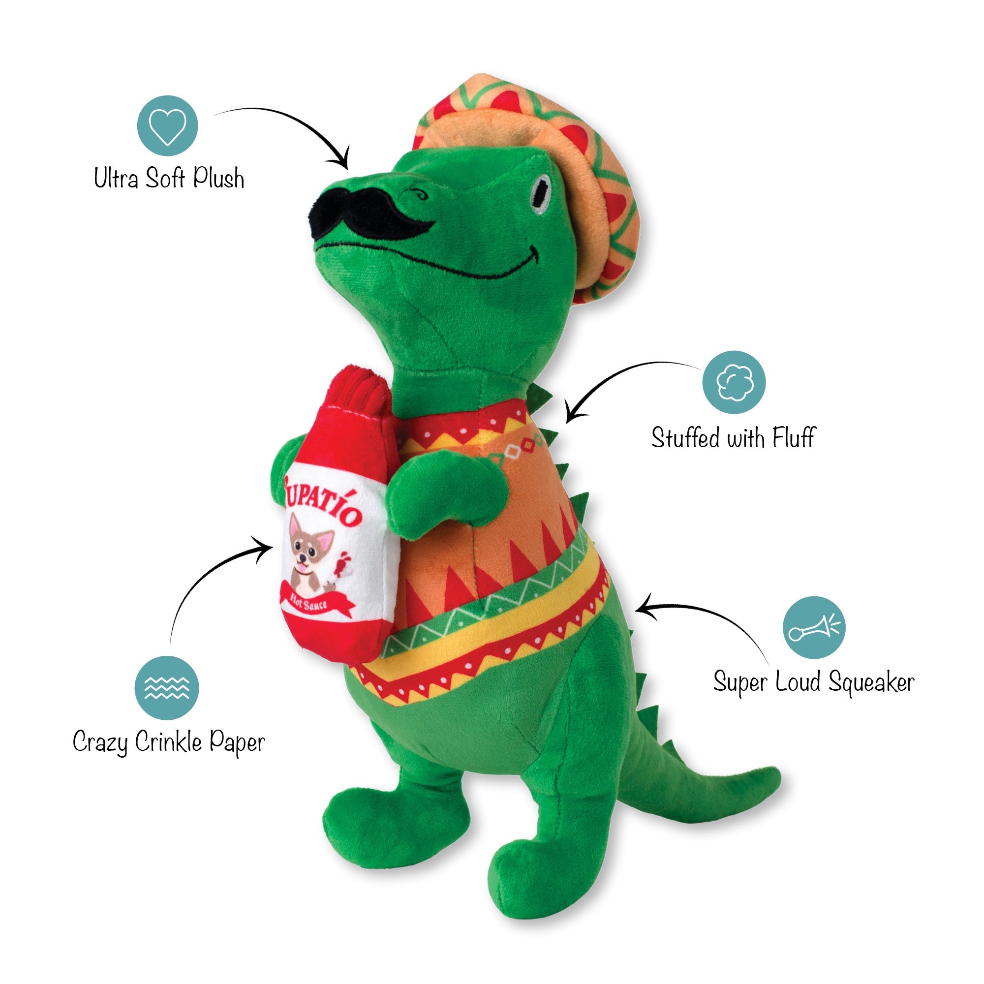 Fiesta-Saurus Plush Dog Toy