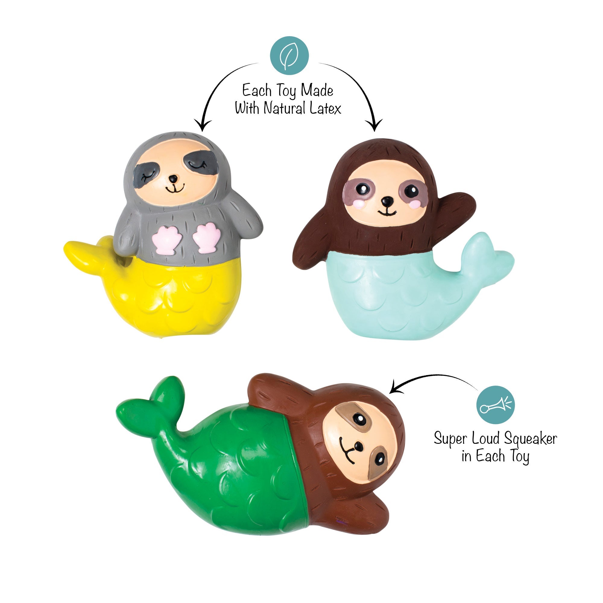 The Little Sloth-Maids 3pc Mini Latex Dog Toy Set