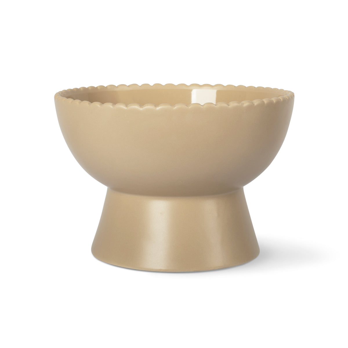 Scalloped Edge Stone Medium Elevated Dog Bowl