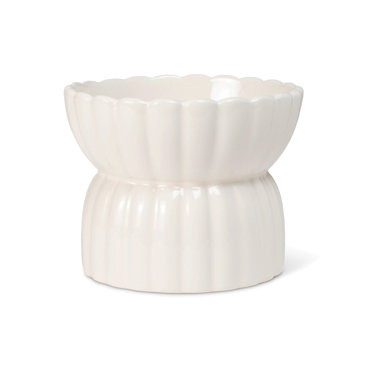 Scalloped Ivory Small Dog Bowl