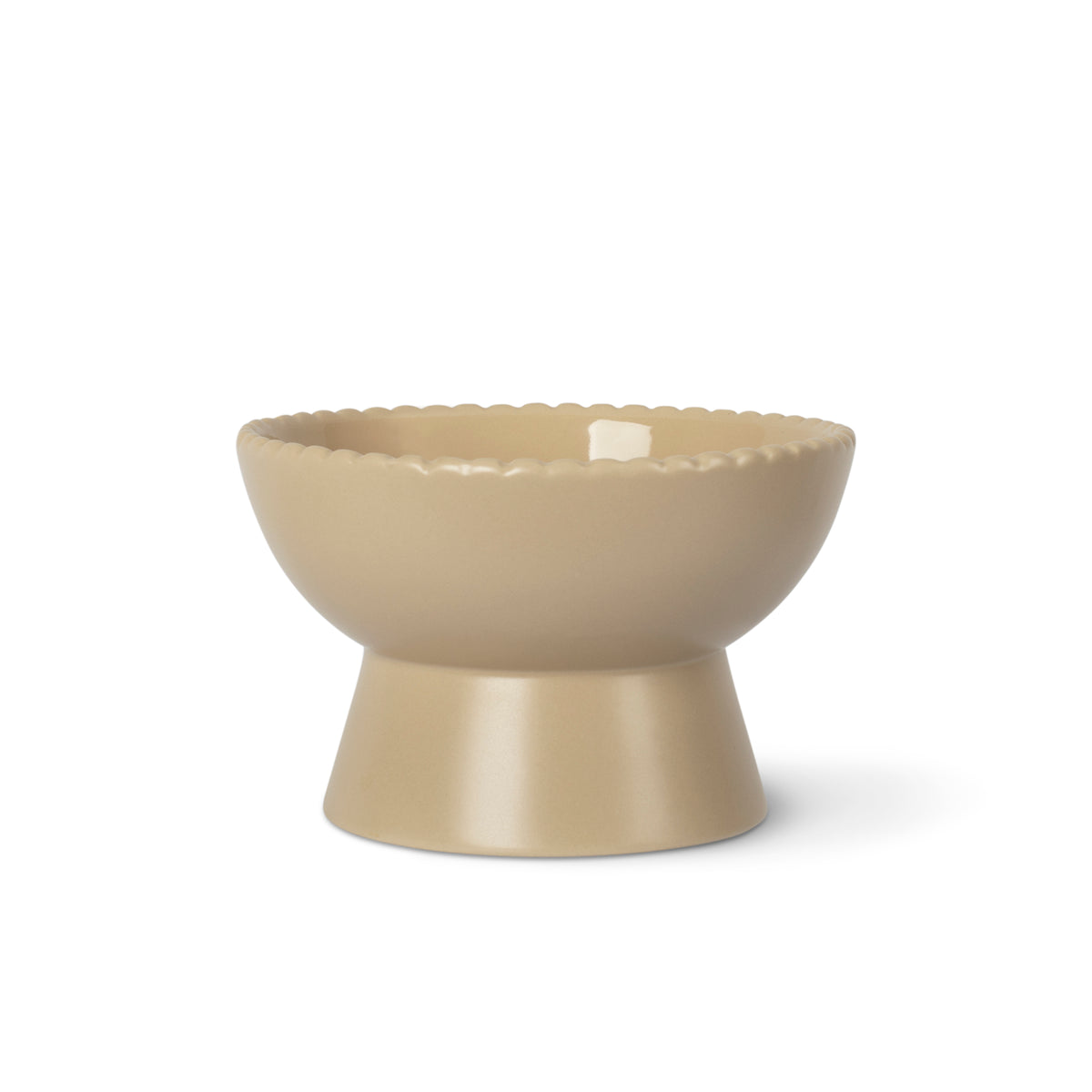 Scalloped Edge Stone Small Elevated Bowl