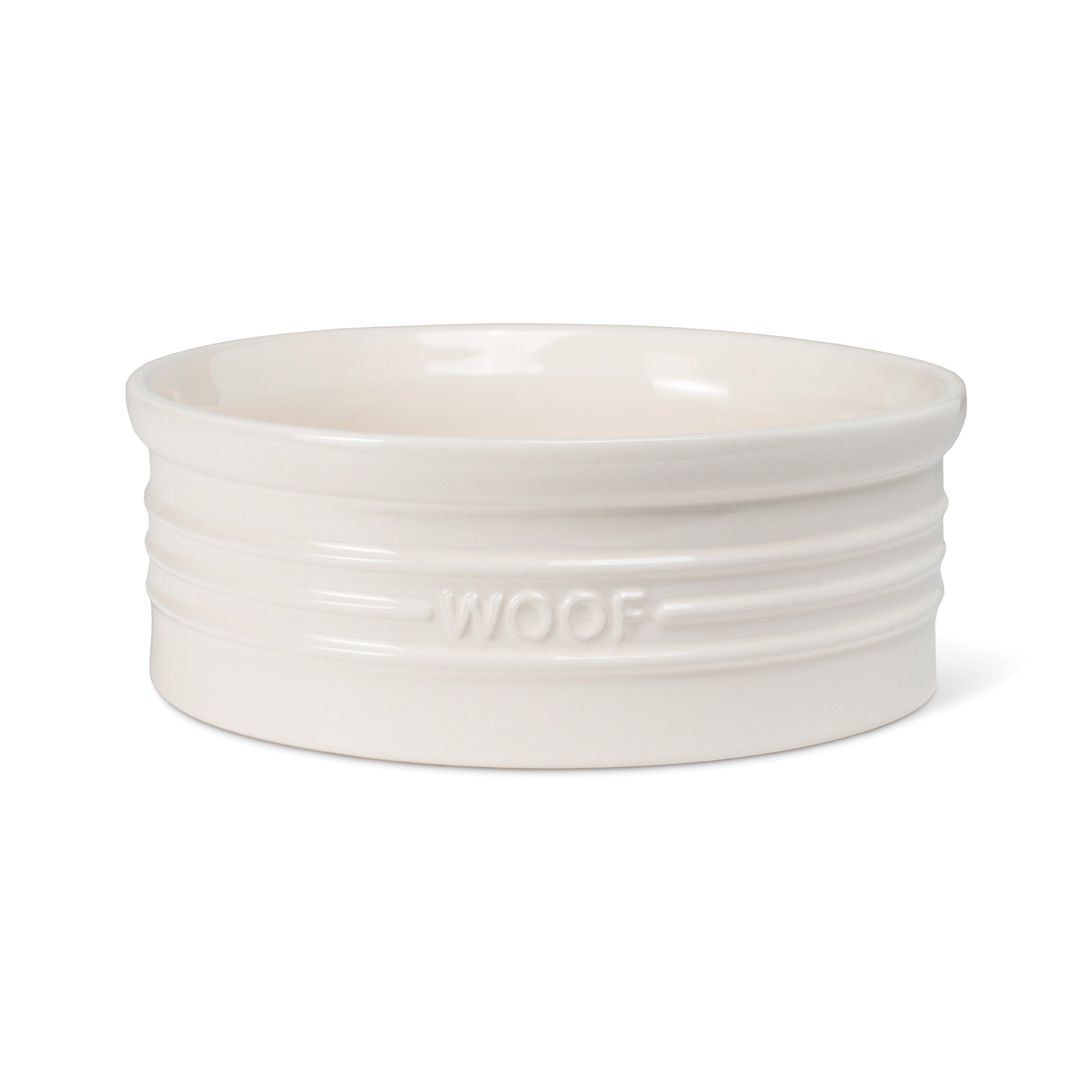 Woof Ivory Medium Stoneware Dog Bowl
