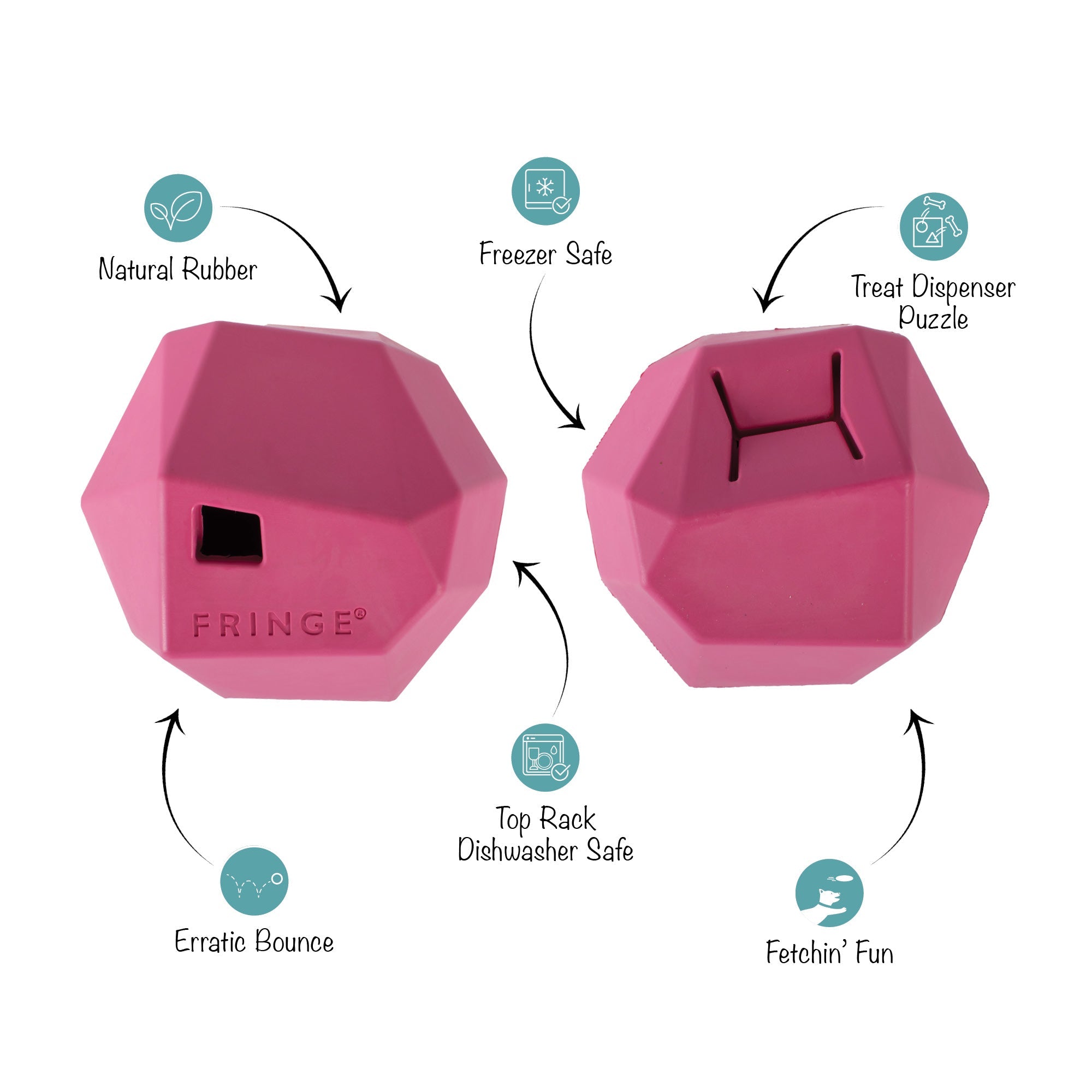 Having A Ball Hot Pink Rubber Dog Toy