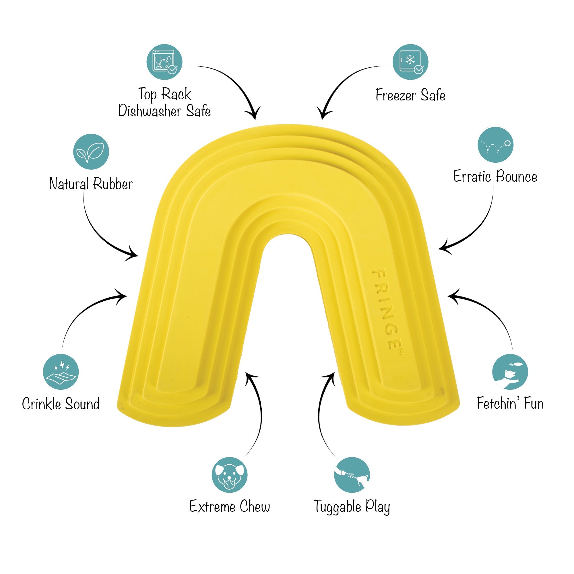 Color Me Happy Yellow Rubber Dog Toy