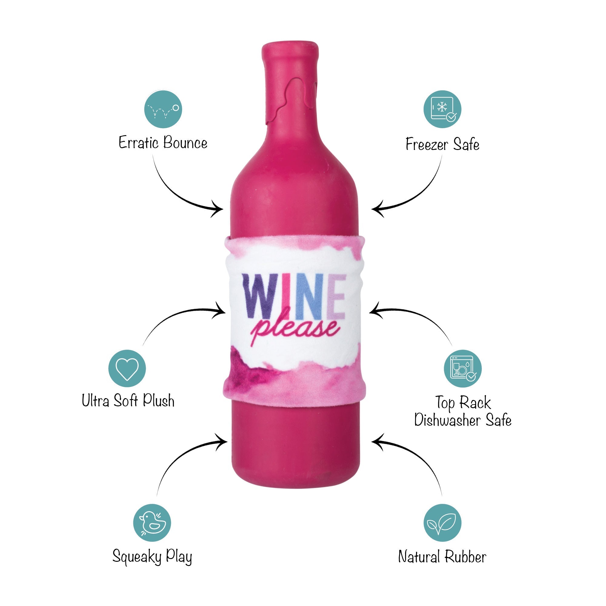 Wine Please Rubber/Plush Dog Toy