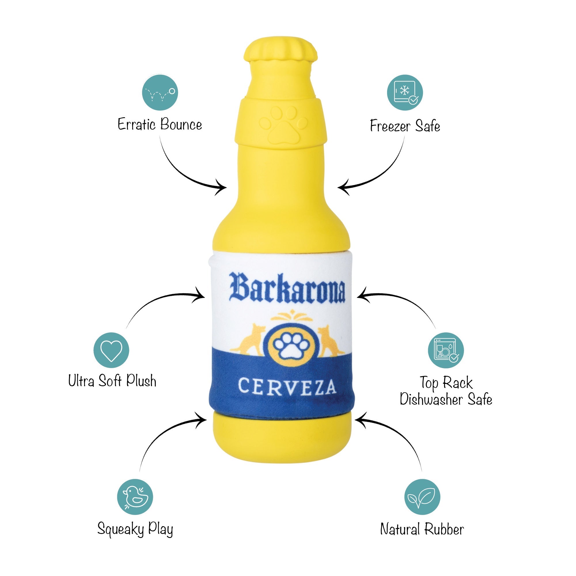 Barkarona Rubber/Plush Dog Toy