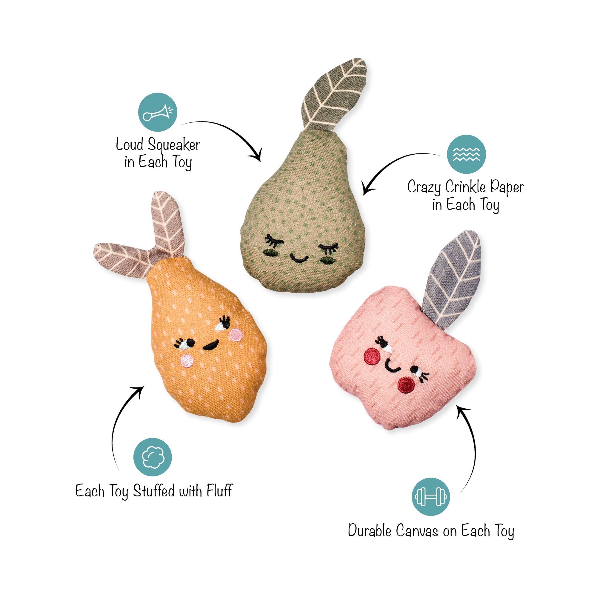 Freshly Picked 3pc Mini Canvas Dog Toy Set
