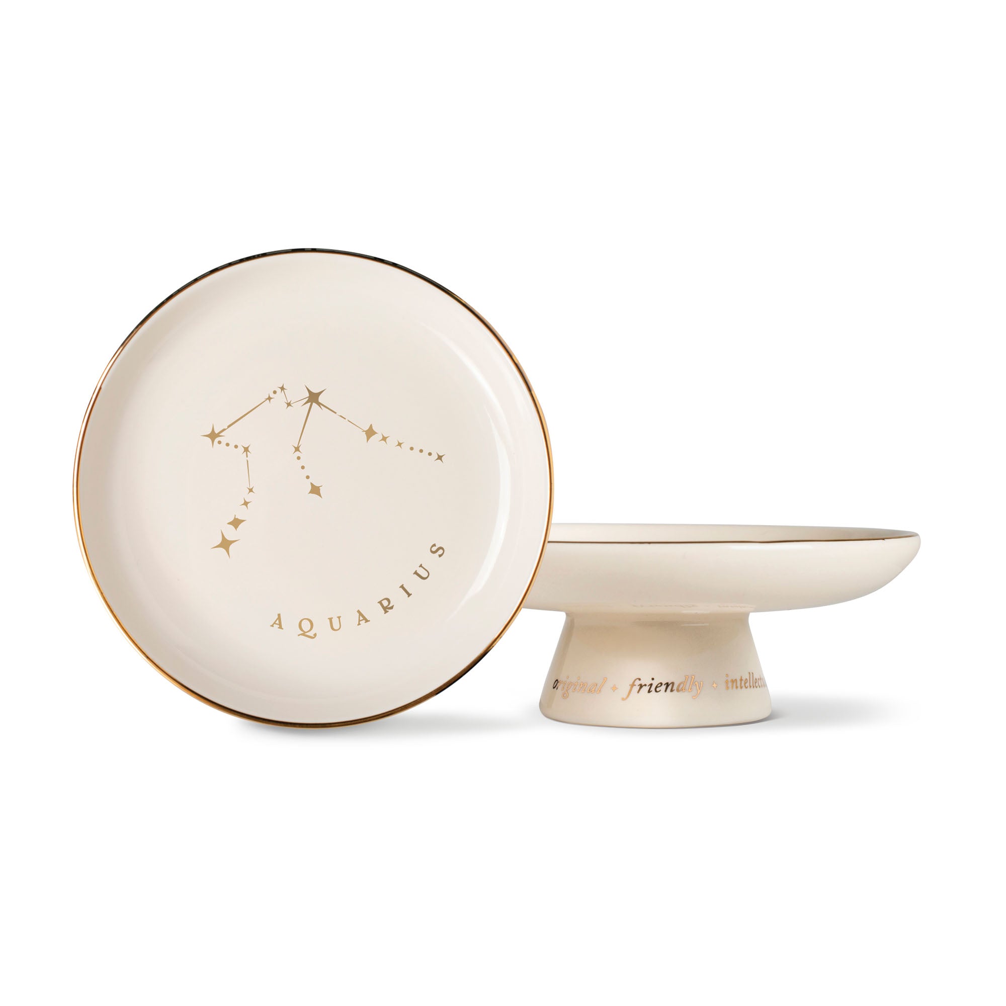 Starry Aquarius Zodiac Pedestal Dish