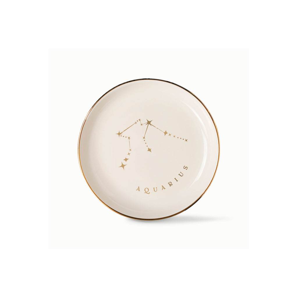 Starry Aquarius Zodiac Pedestal Dish
