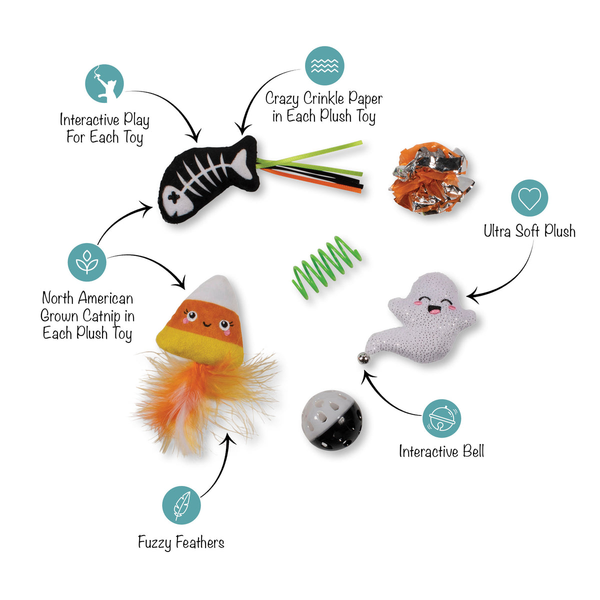 Sweet Treats, Spooky Feats 6pc Cat Toy Set