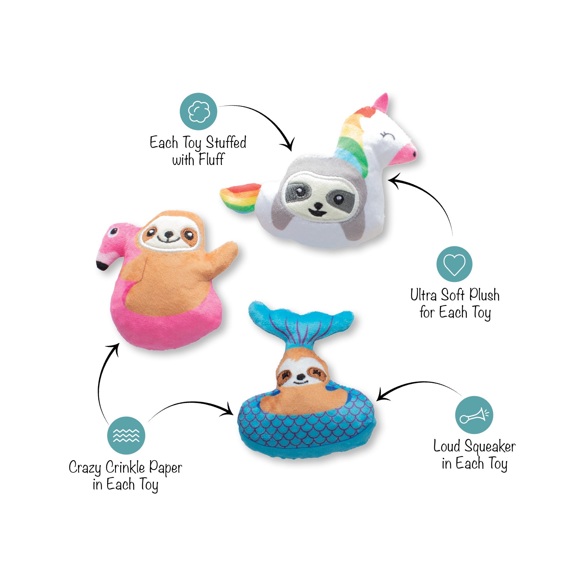 Just Keep Floating 3pc Mini Plush Dog Toy Set