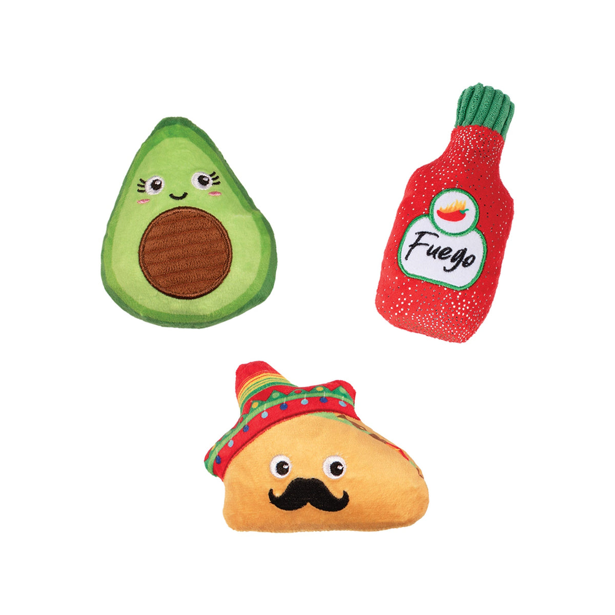Taste The Heat 3pc Mini Plush Dog Toy Set