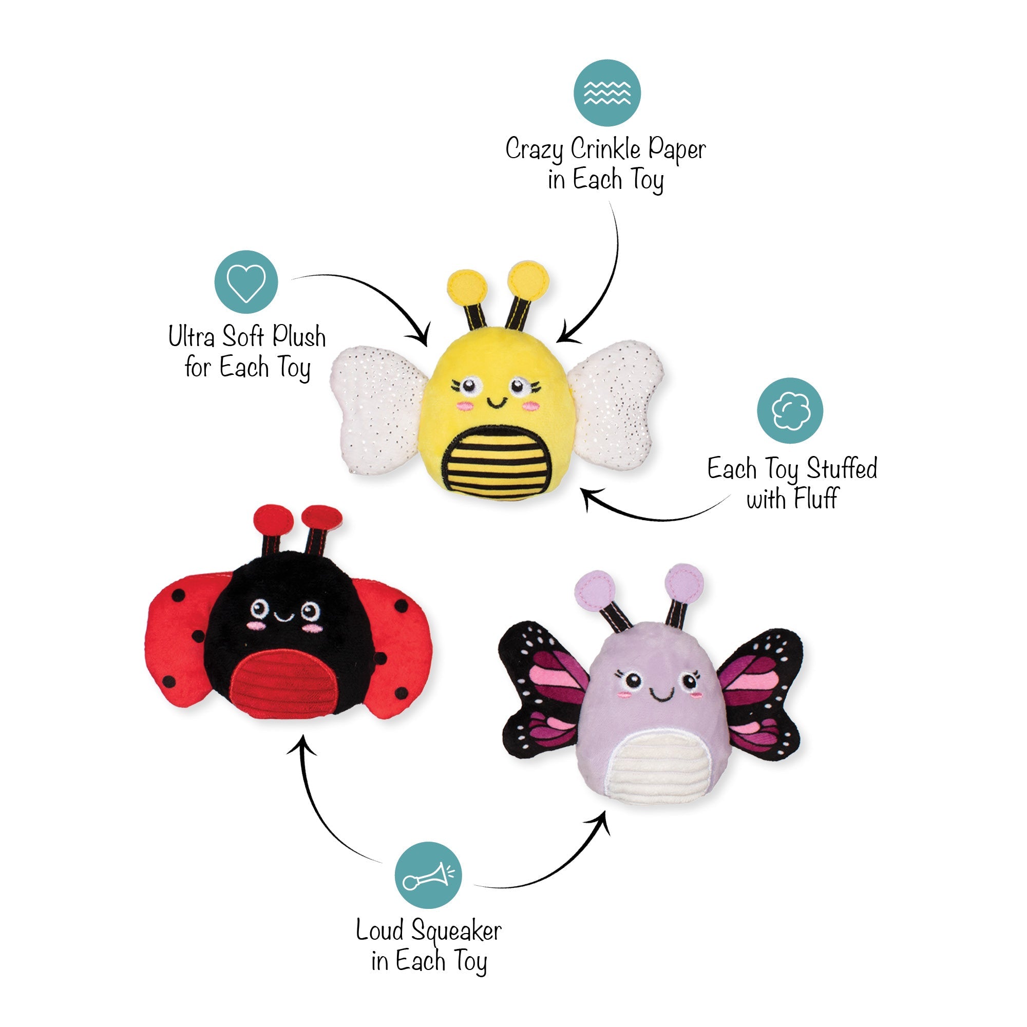 We'Re Super Fly 3pc Mini Plush Dog Toy Set
