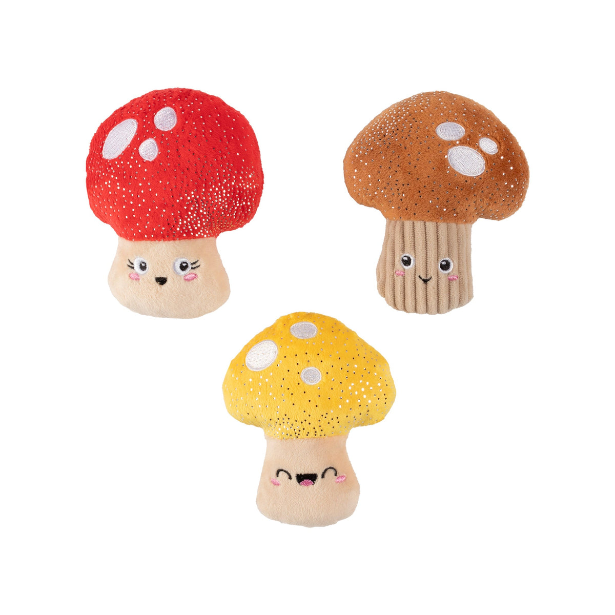 Shrooming 3pc Mini Plush Dog Toy Set