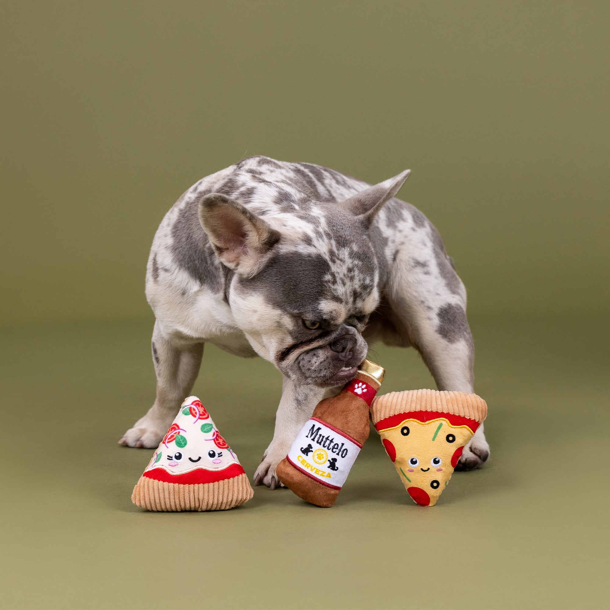 Slice N' Sip 3pc Mini Plush Dog Toy Set