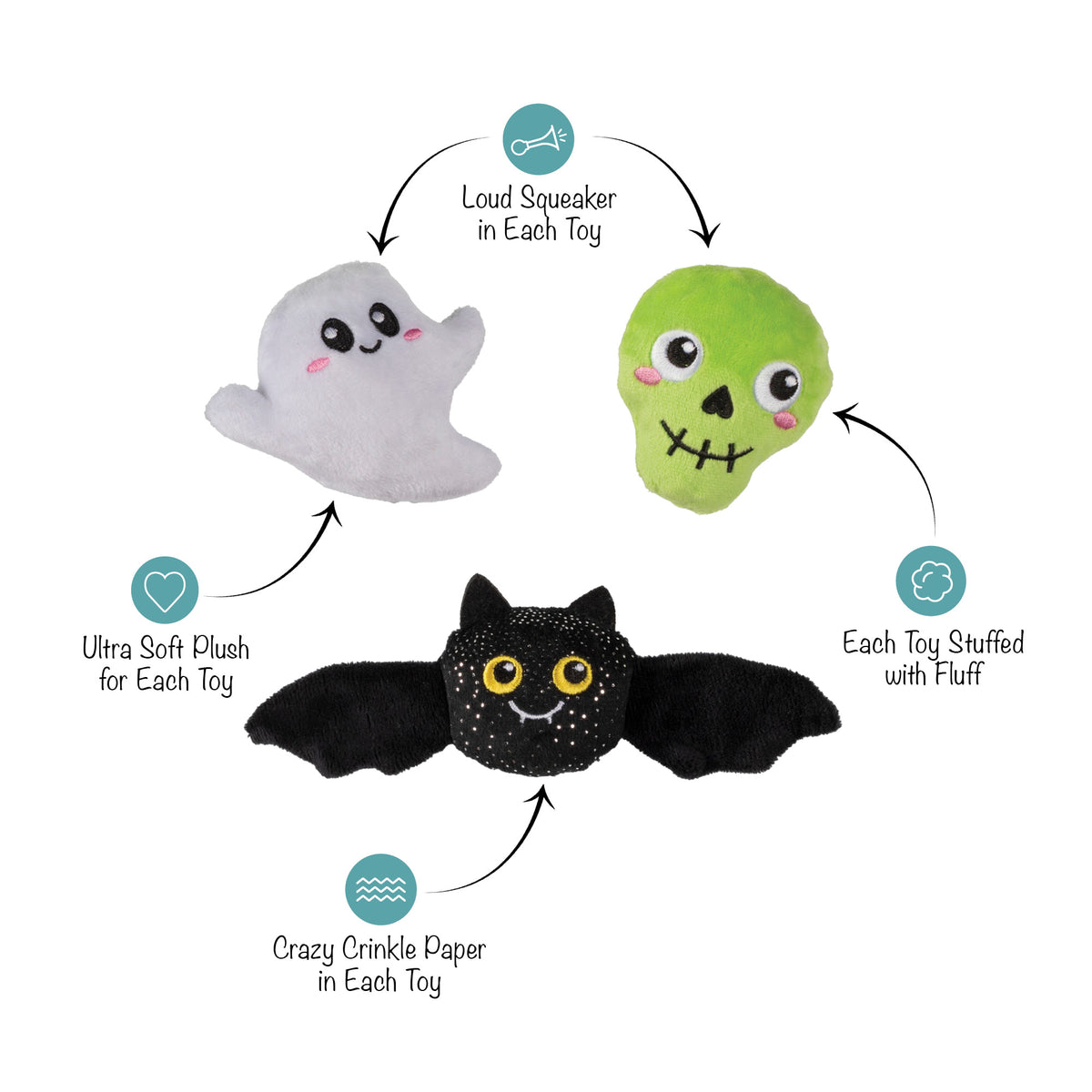 Boo Yah! 3pc Mini Plush Dog Toy Set