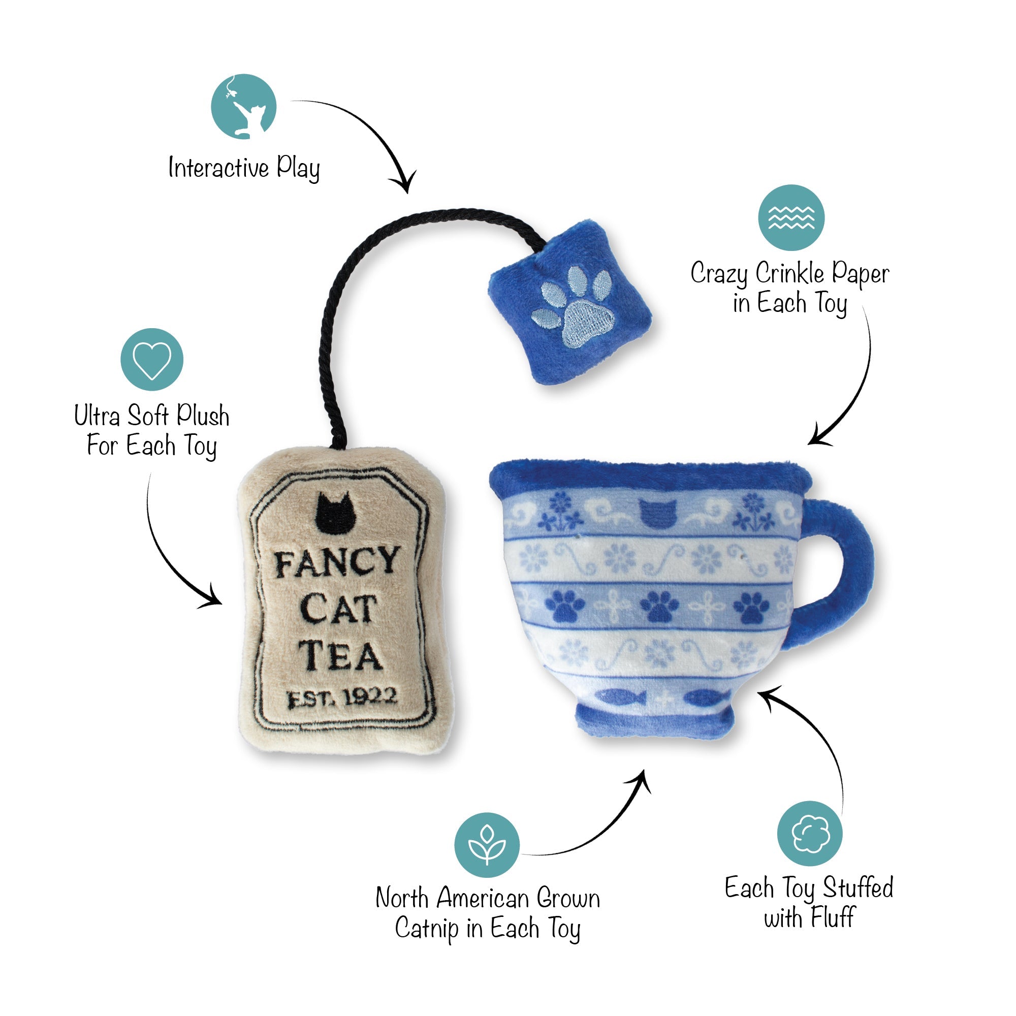 High Tea 2pc Plush Cat Toy Set