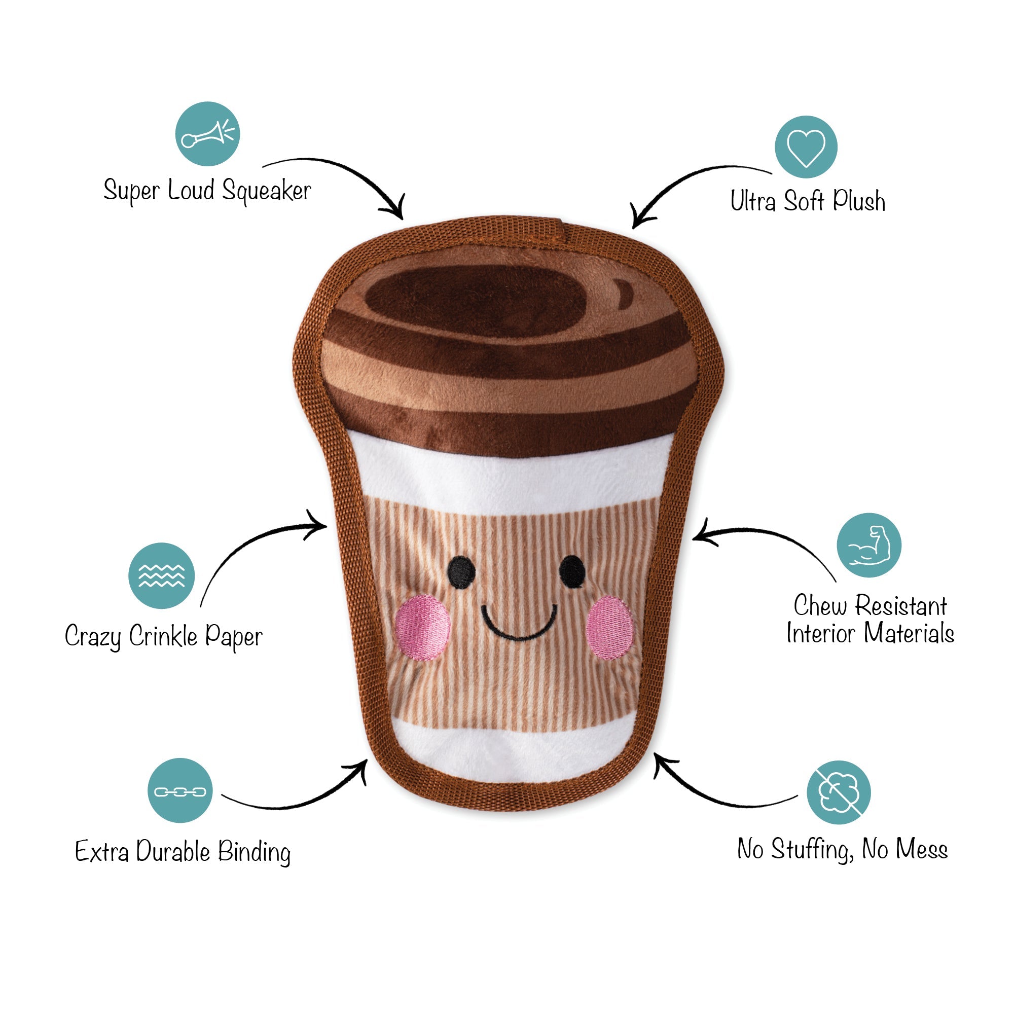 You Mocha Me Crazy Durable Plush Dog Toy
