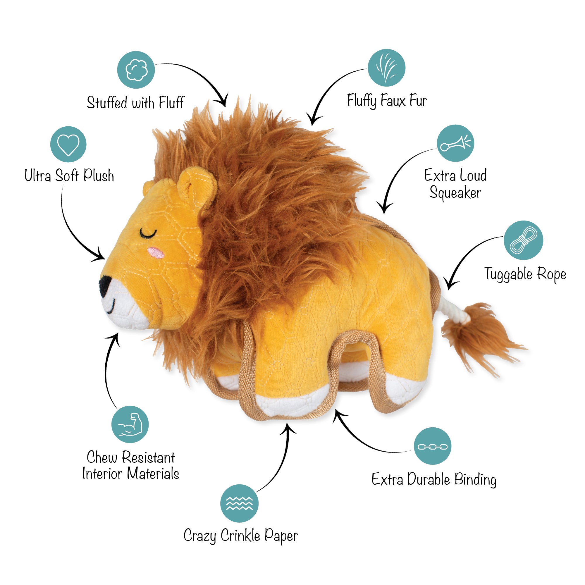 Mane-ly Just Roaring Durable Plush Dog Toy