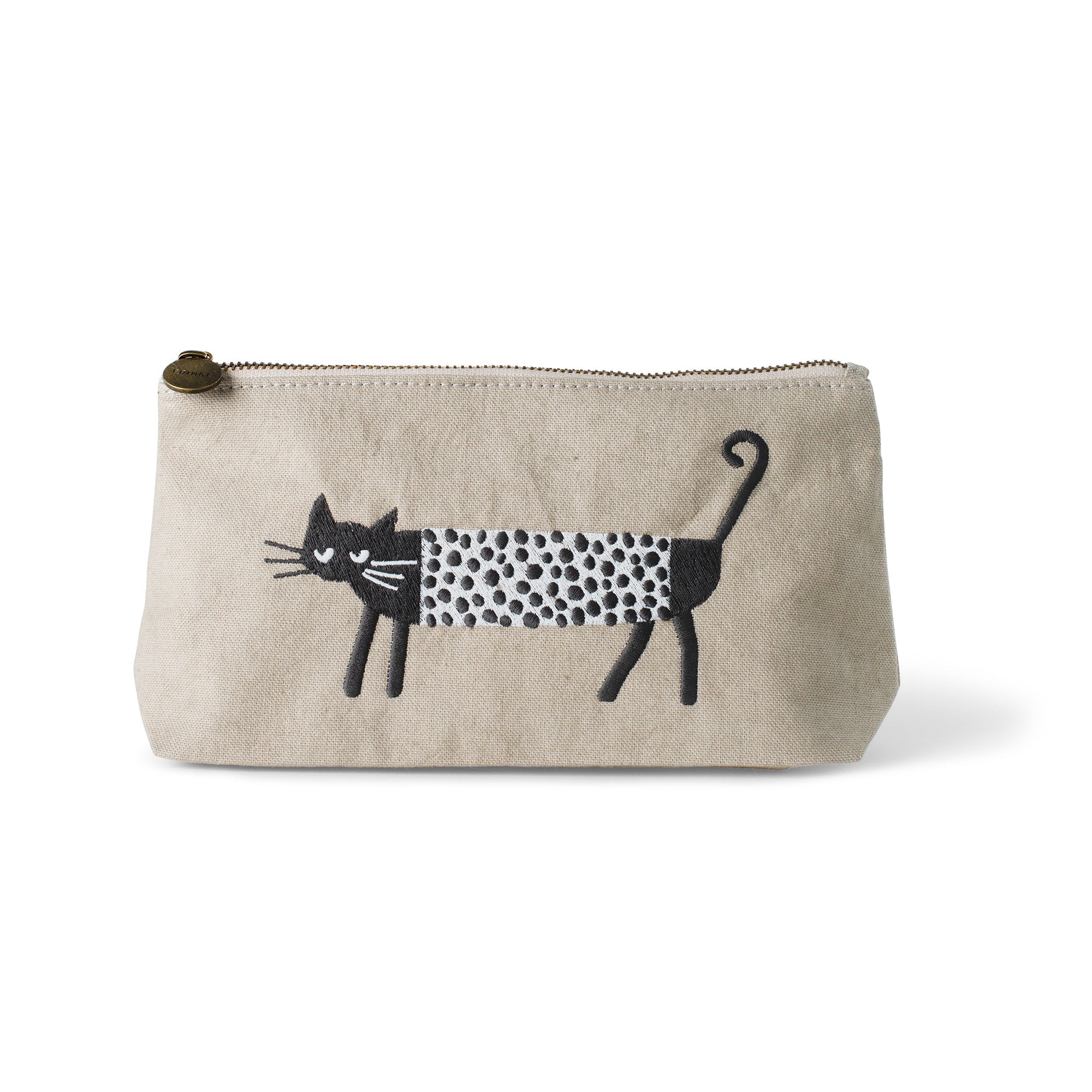 Oliver The Cat Medium Flat Bottom Canvas Pouch
