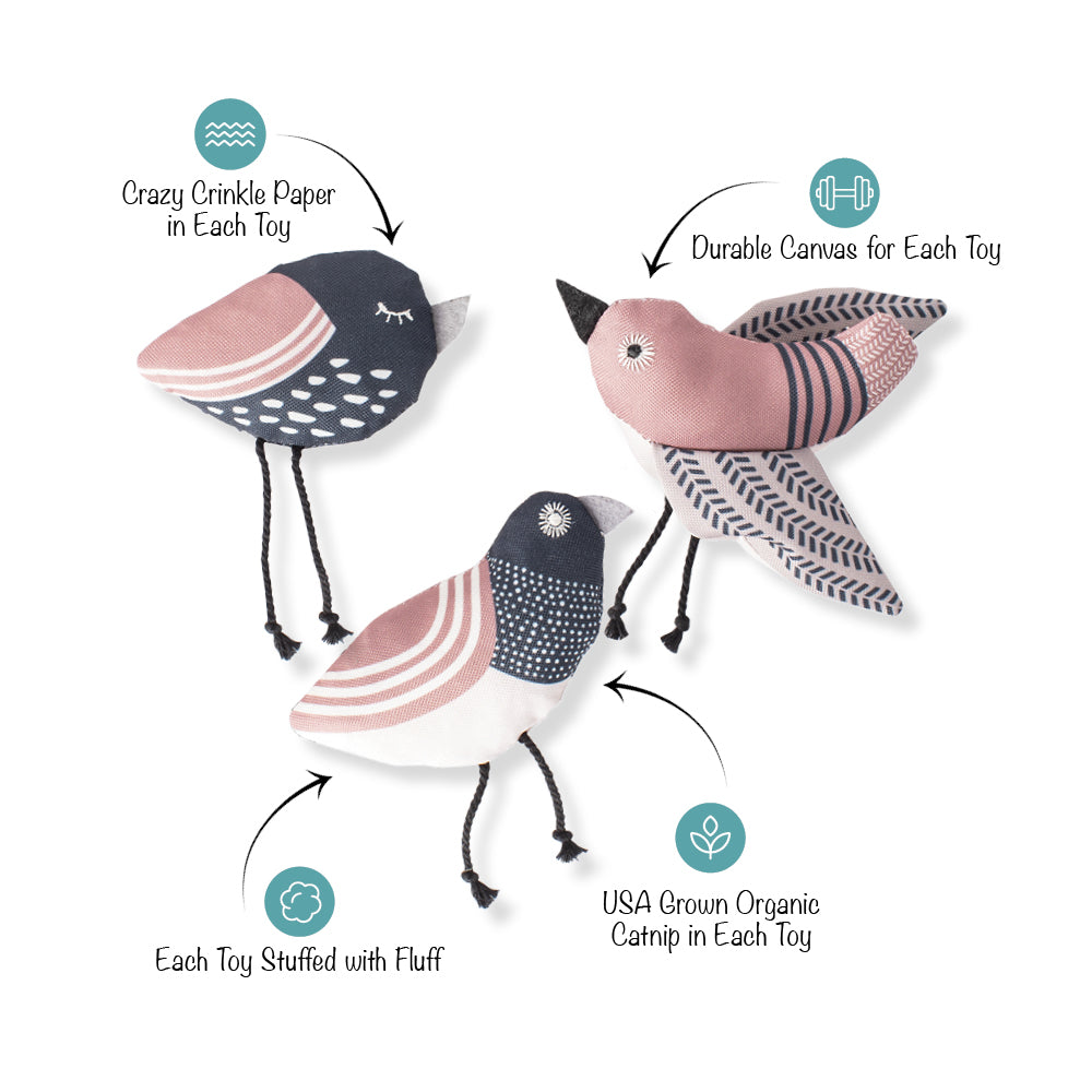Under My Wings 3pc Mini Canvas Cat Toy Set
