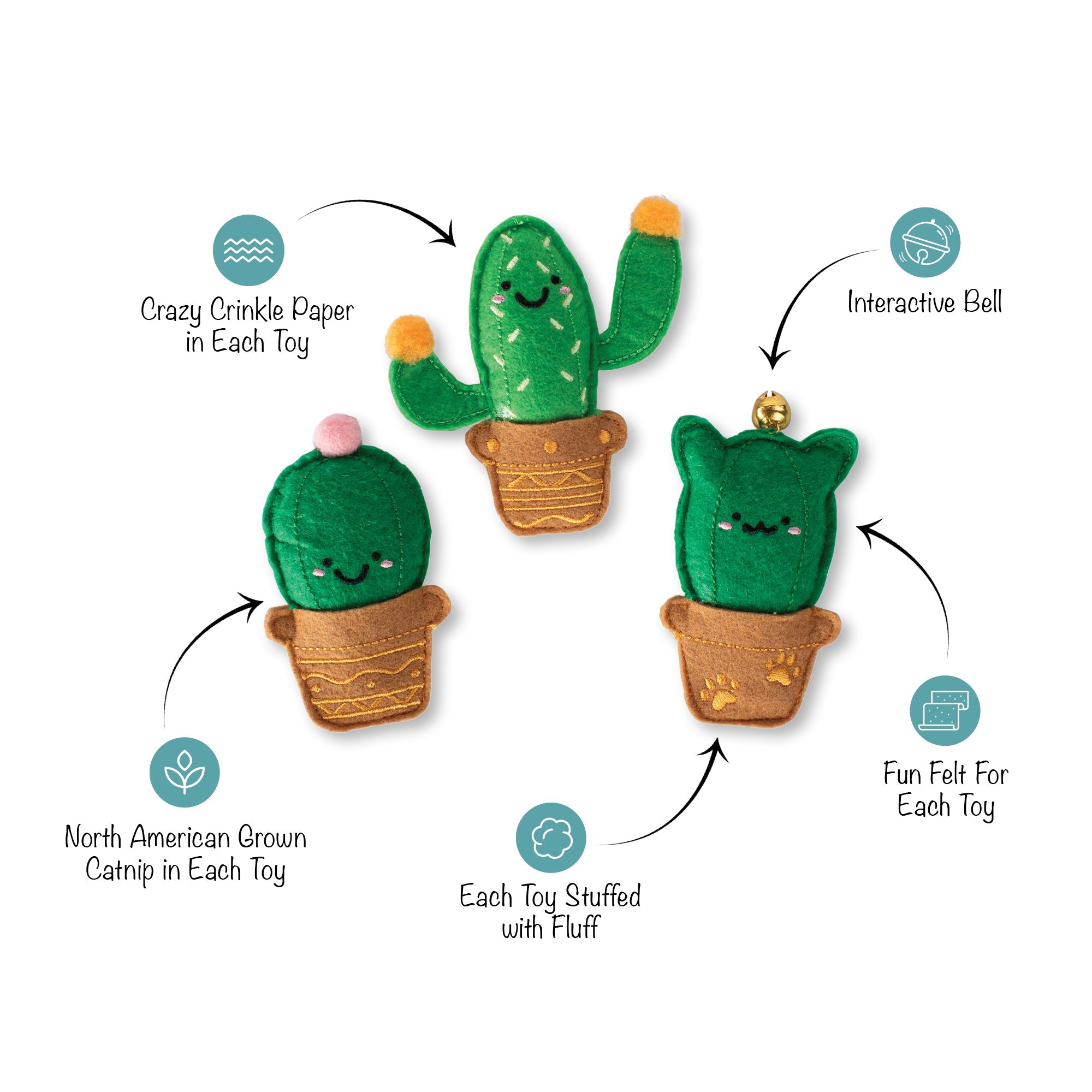 Cat-Us Friends 3pc Felt Cat Toy Set