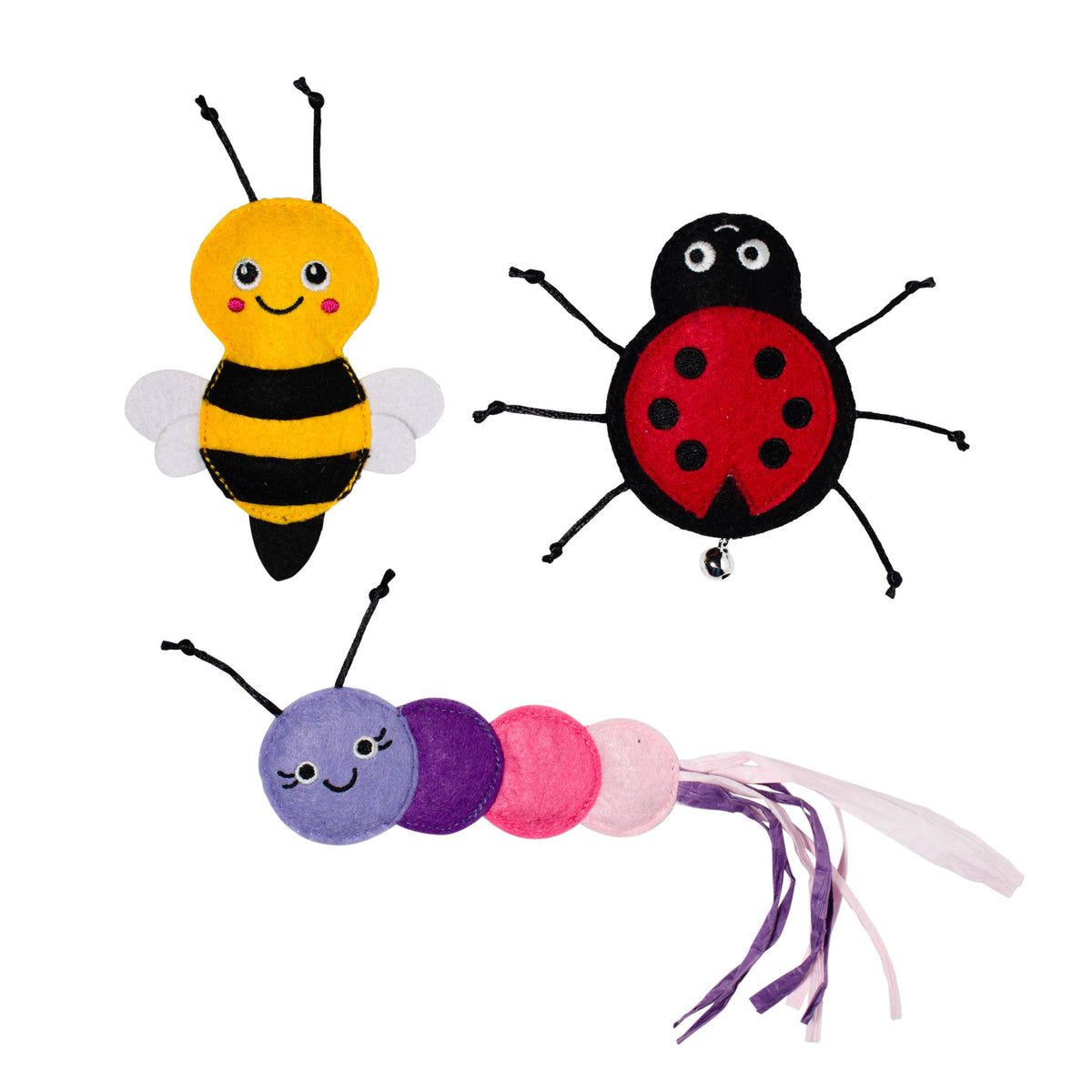 Living The Bug Life 3pc Mini Plush Cat Toy Set