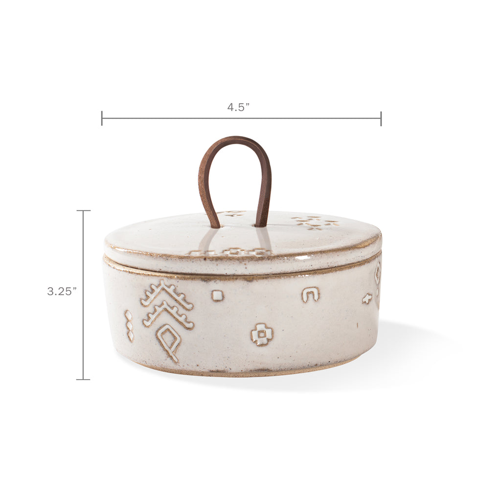 Marks White Artisan Oval Trinket Box
