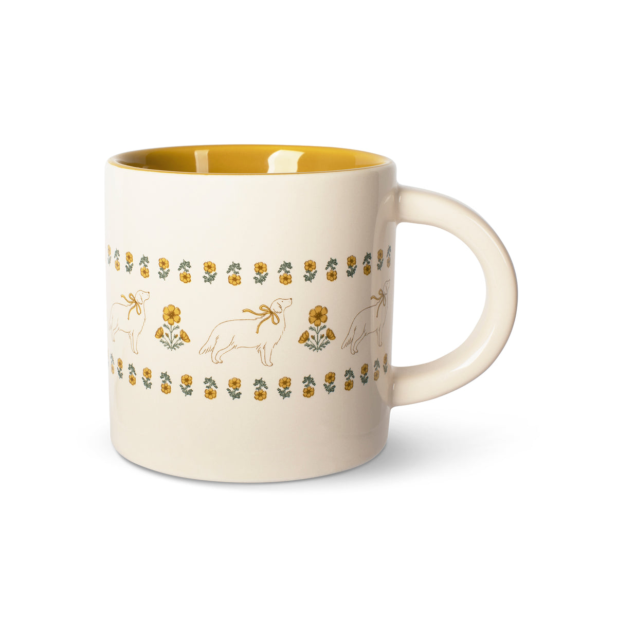 Block Print Dog Ivory Mug