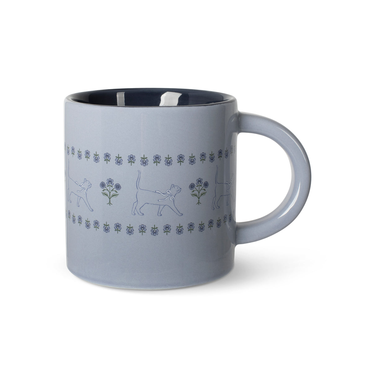 Block Print Cat Chambray Mug