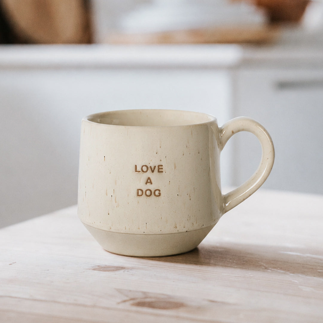 Love A Dog Neutral Speckle Stoneware Mug