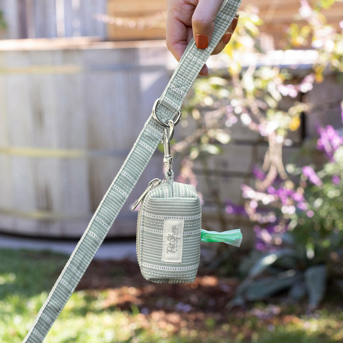 Block Stripe Dusty Sage Waste Bag Holder
