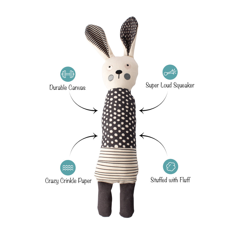 All Ears Rabbit Canvas Dog Toy