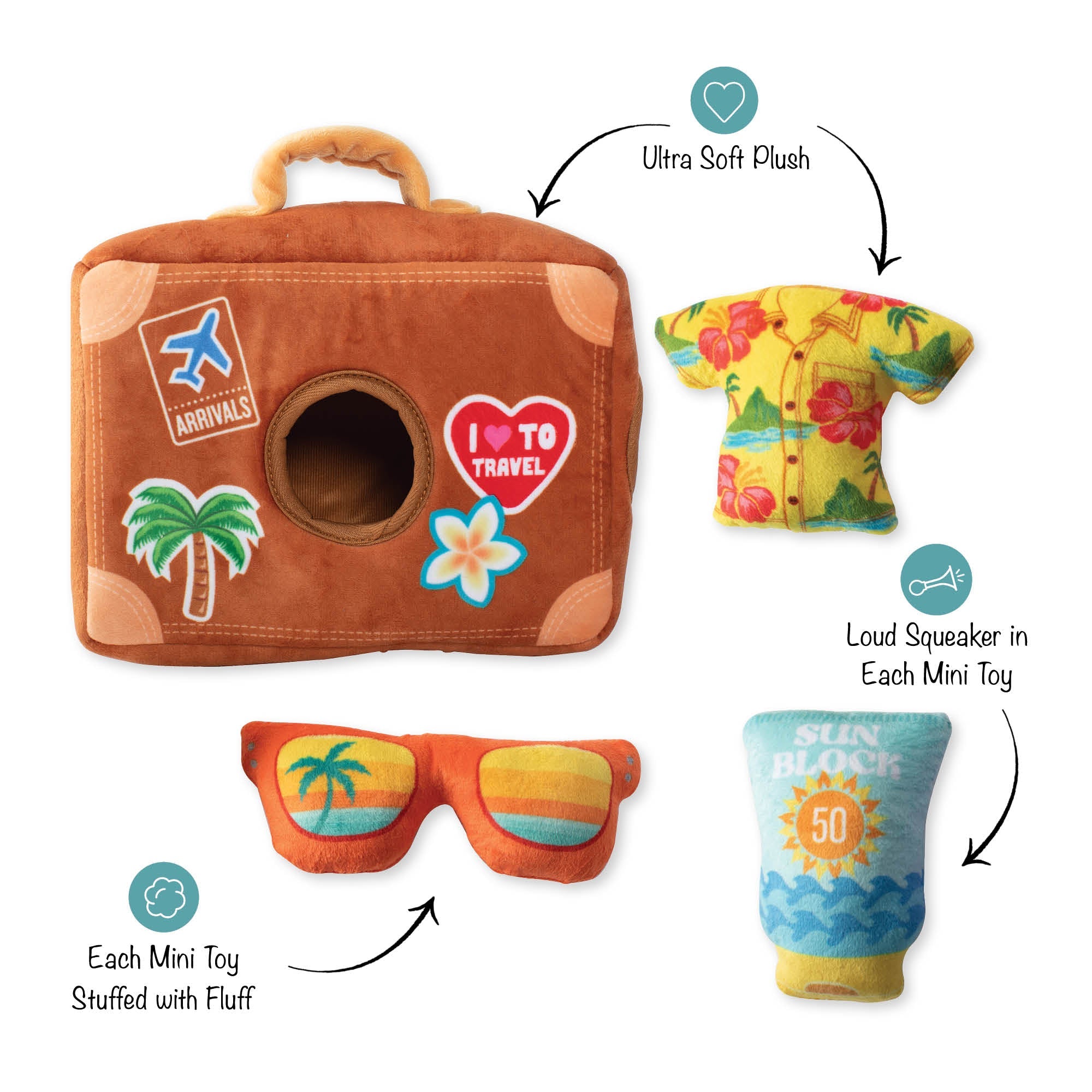 Pack Your Bags Burrow Plush Dog Toy