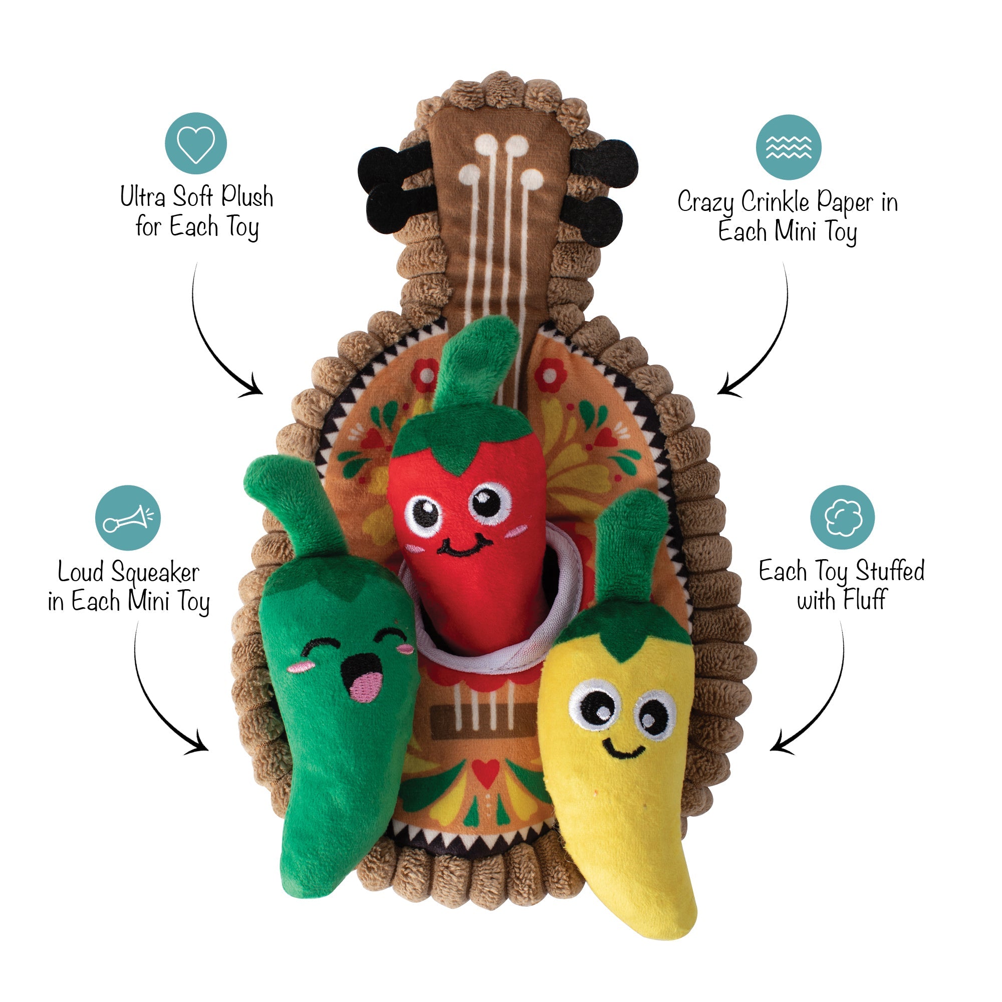 Fiesta Till You Siesta Burrow Plush Dog Toy
