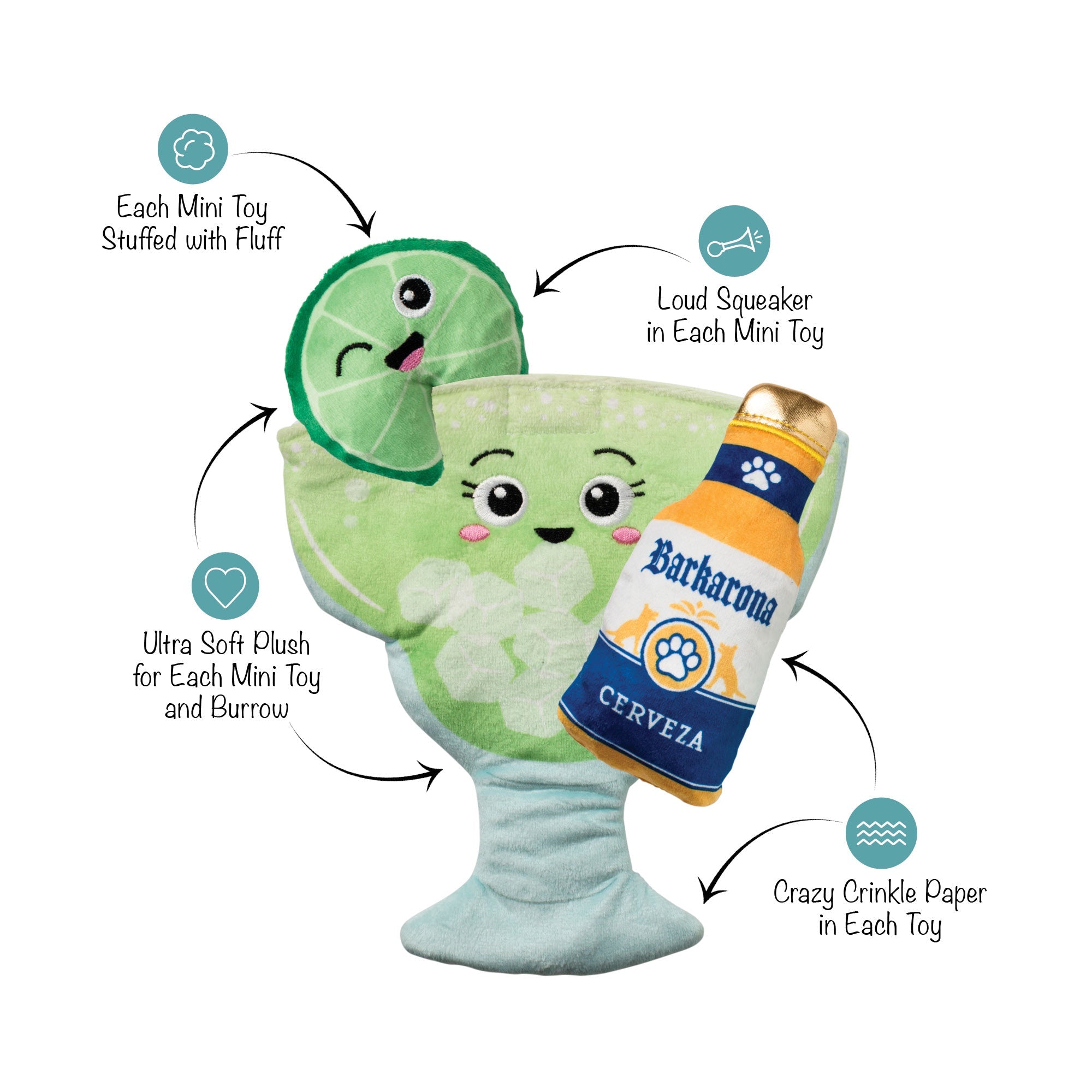 Drop Me A Lime Burrow Plush Dog Toy