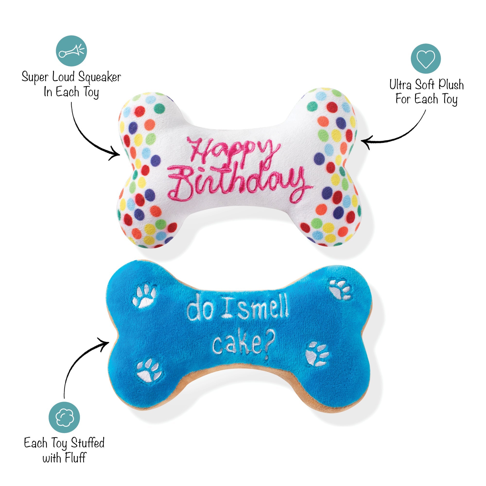 Bone A-Pet-Treat 2pc Plush Dog Toy Set