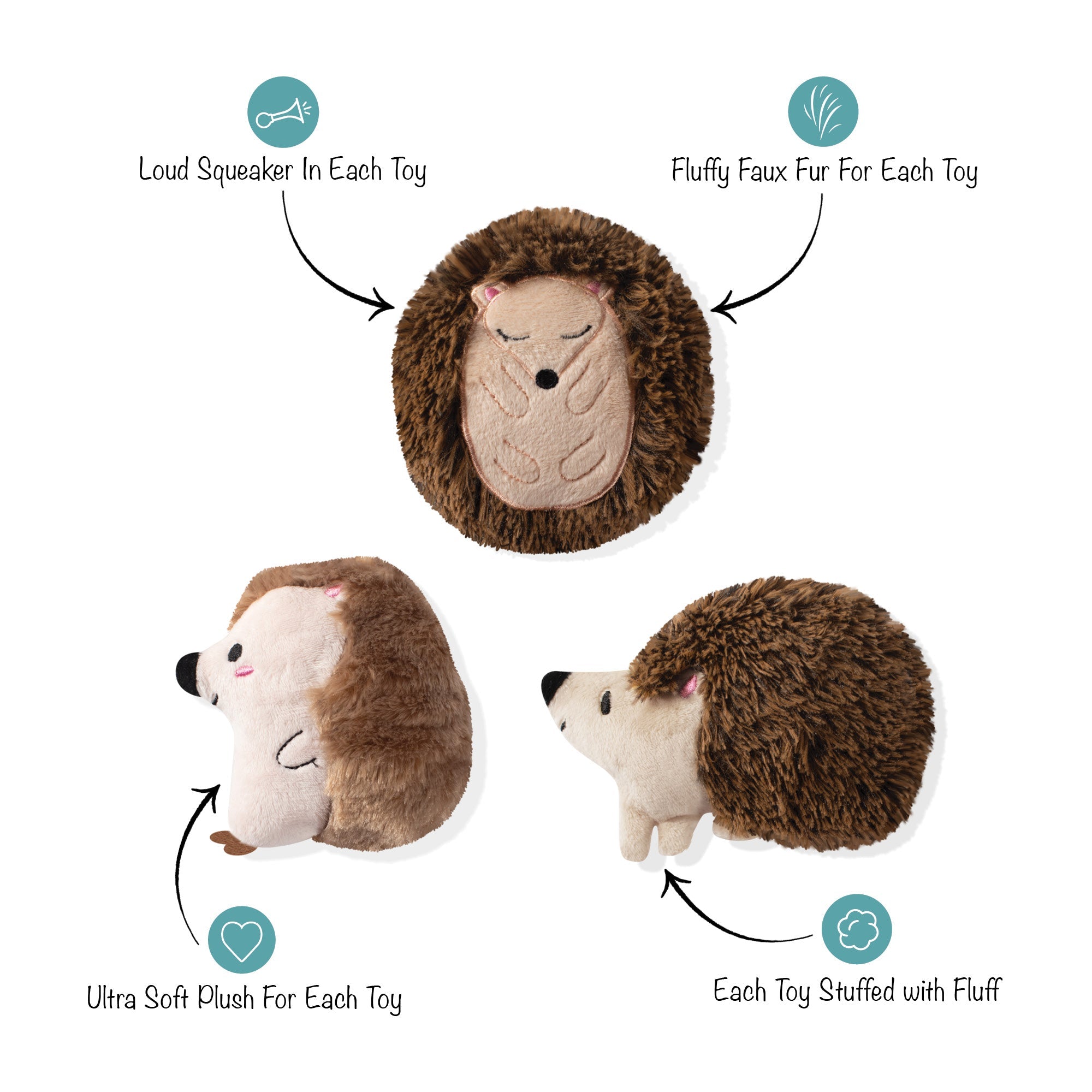 Hedgehugs All Day 3pc Mini Plush Dog Toy Set