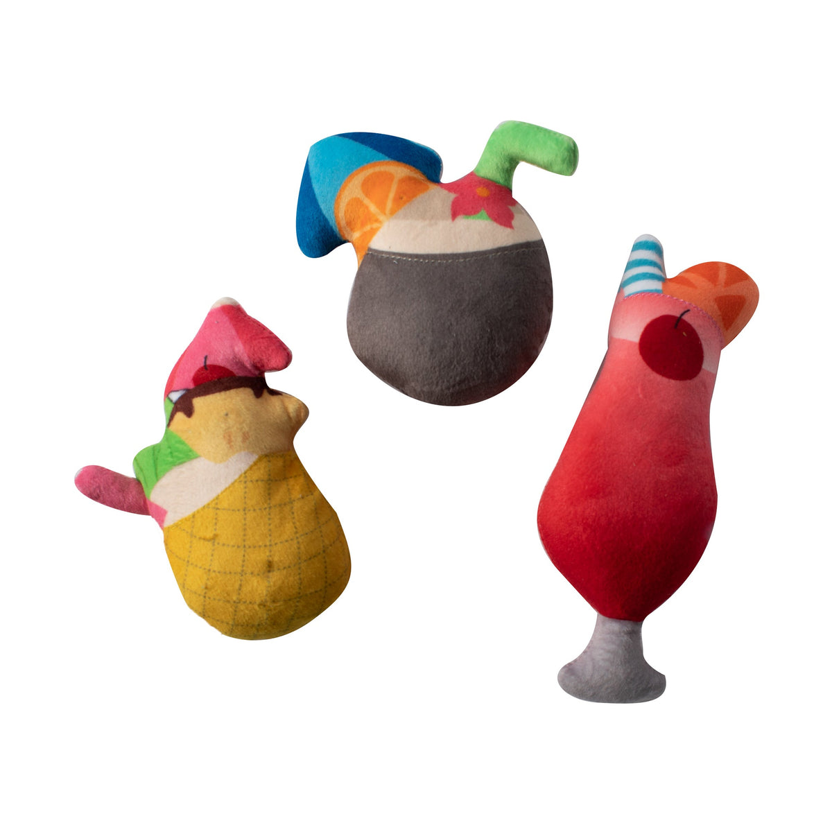 Tropical Ruff Punch 3pc Mini Plush Dog Toy Set