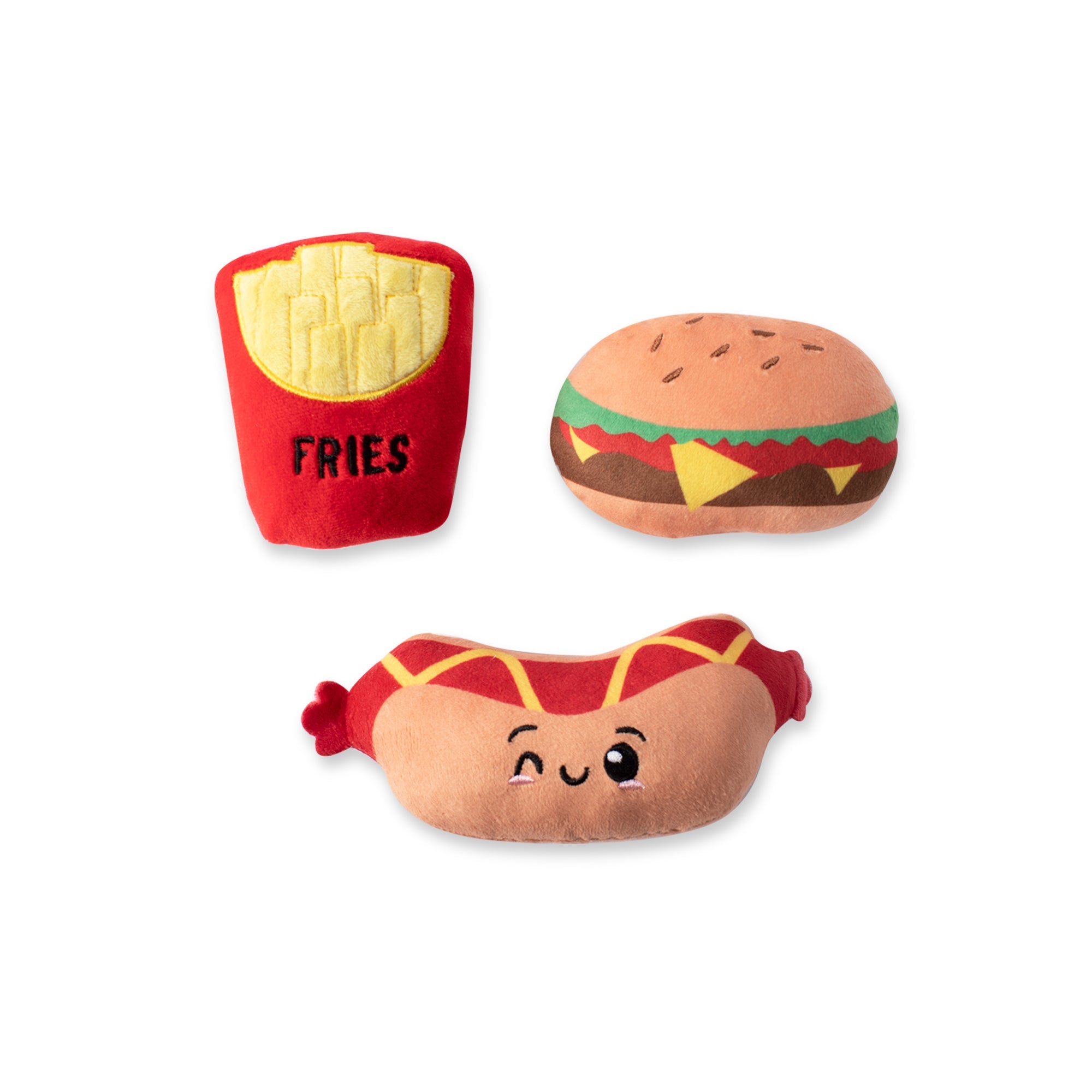 Fast Foodies 3pc Mini Plush Dog Toy Set