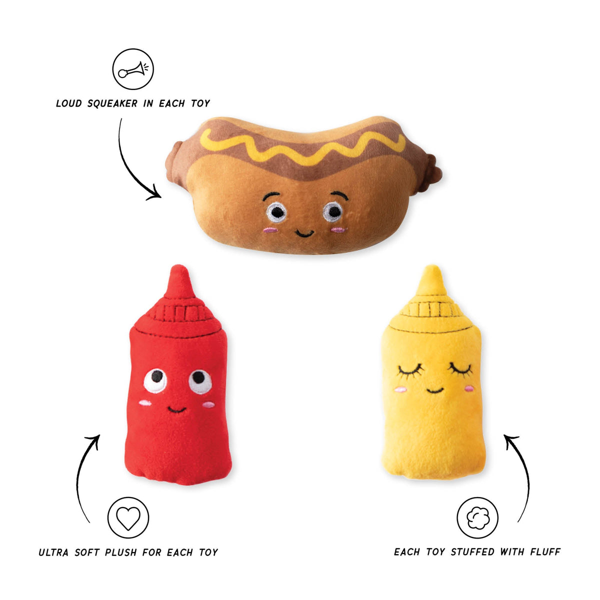 Wagsdale Let's Be Frank 3pc Mini Plush Dog Toy Set