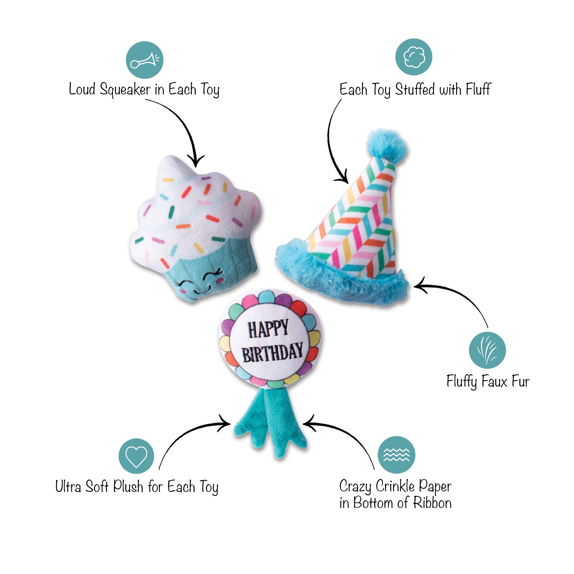 Bark-Day! 3pc Mini Plush Dog Toy Set